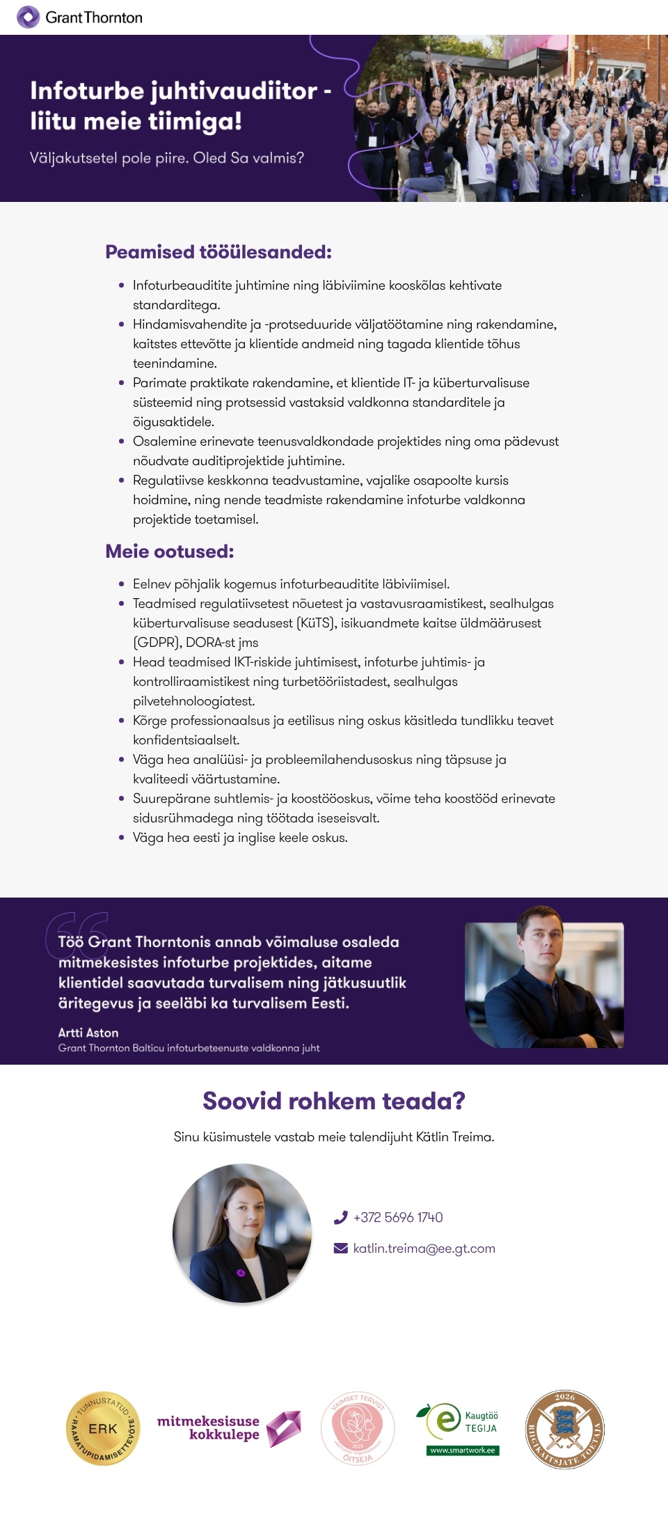 GRANT THORNTON BALTIC OÜ Infoturbe juhtivaudiitor