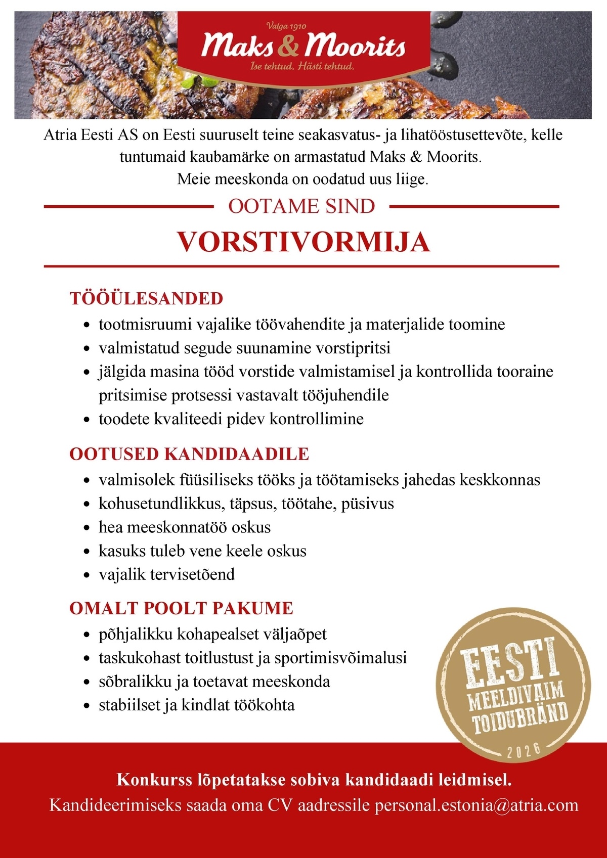 Atria Eesti AS Vorstivormija
