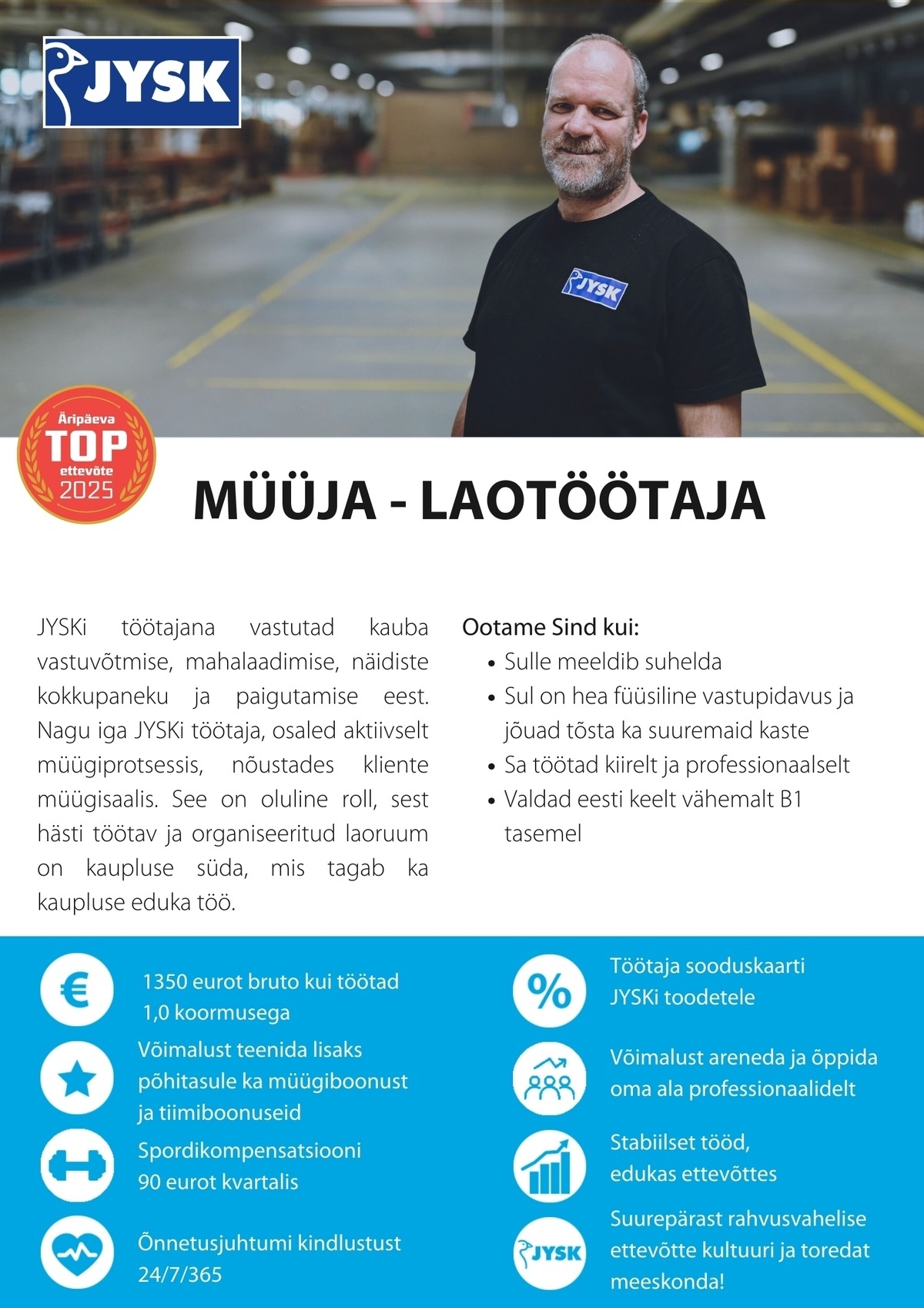 JYSK Linnen'n Furniture OÜ Müüja - laotöötaja Haabersti JYSK