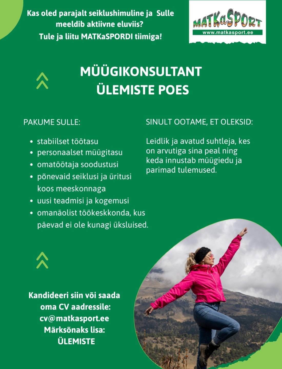 Matkasport OÜ Müügikonsultant
