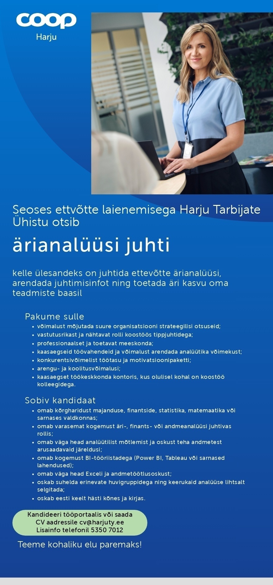 Harju Tarbijate Ühistu (Coop Harju) Ärianalüüsi juht (Coop Harju)