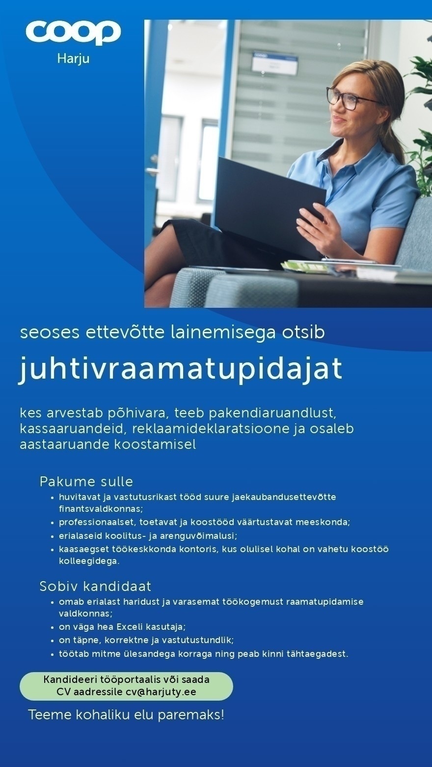 Harju Tarbijate Ühistu (Coop Harju) Juhtivraamatupidaja (Coop Harju)