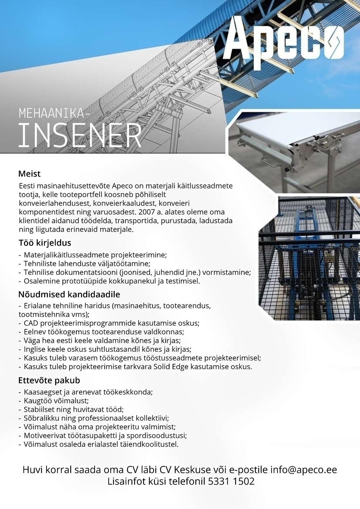 APECO GROUP OÜ Mehaanikainsener