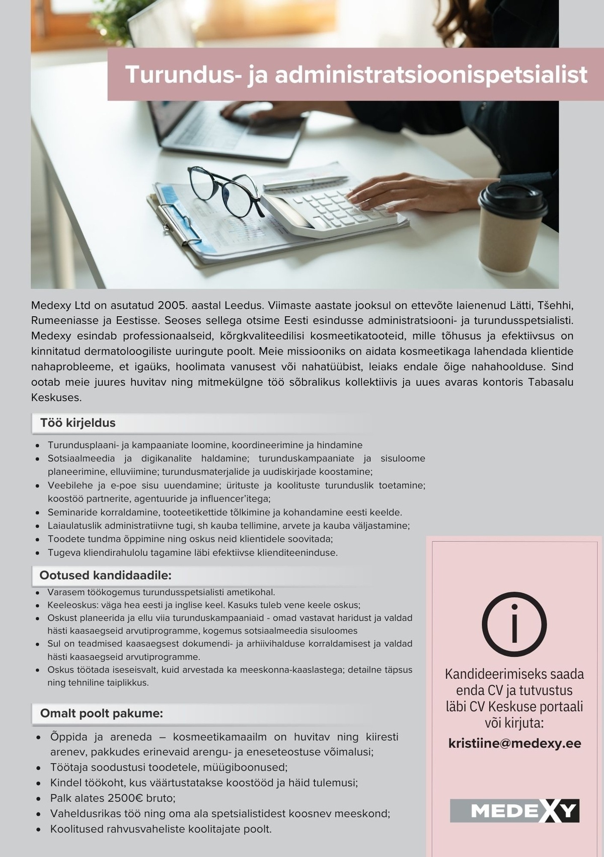 Medexy OÜ Turundus- ja administratsioonispetsialist
