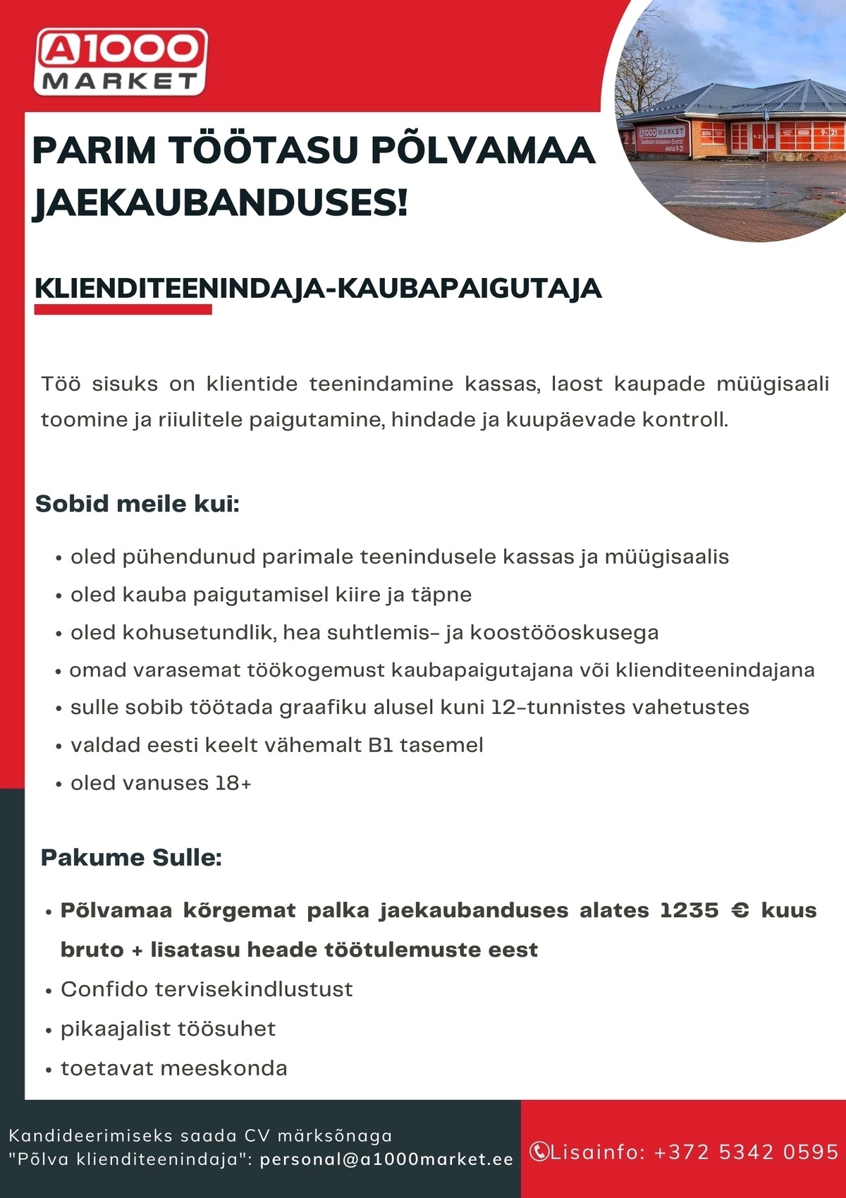 A1M OÜ - A1000Market Klienditeenindaja-kaubapaigutaja