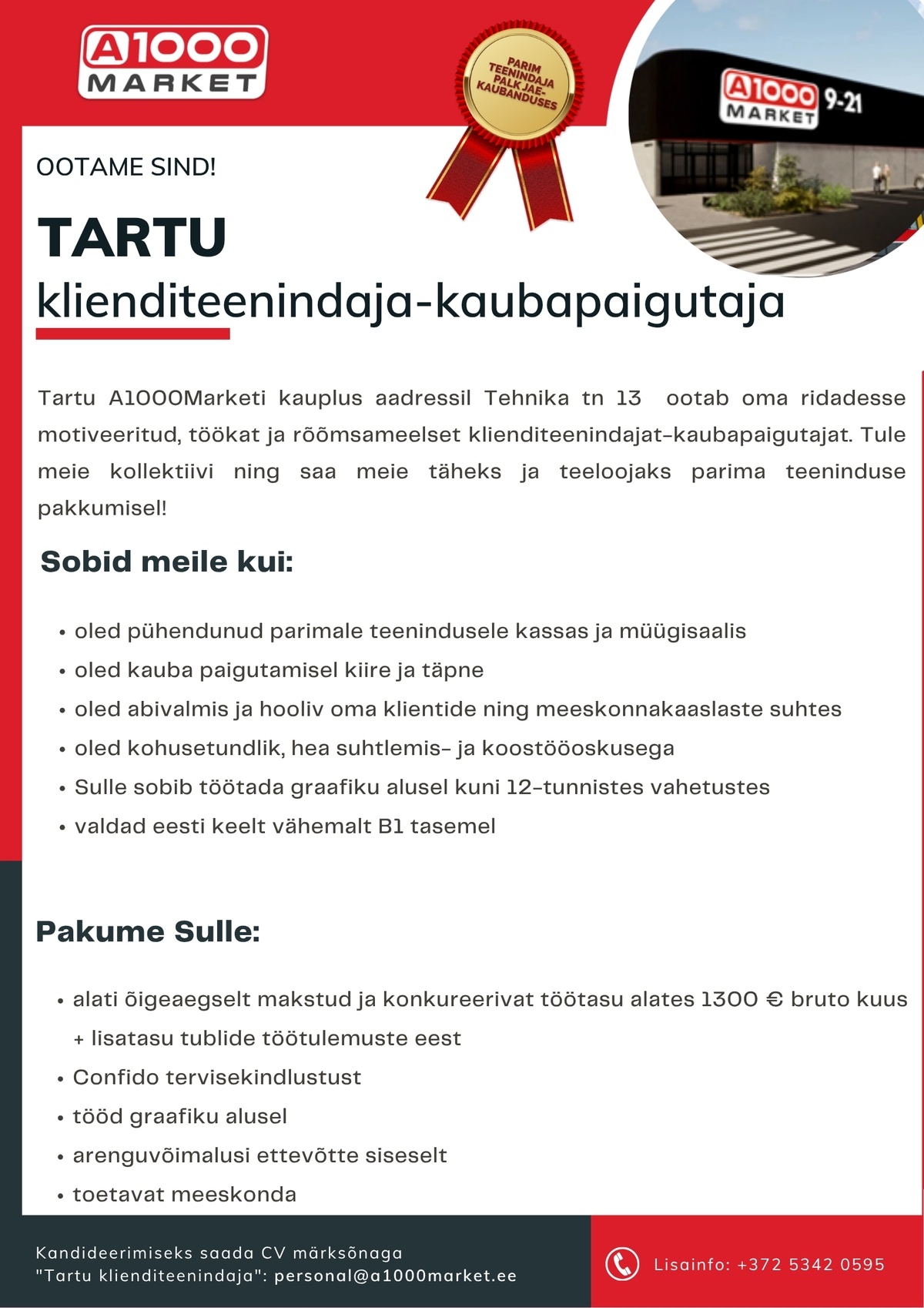 A1M OÜ - A1000Market Klienditeenindaja-kaubapaigutaja