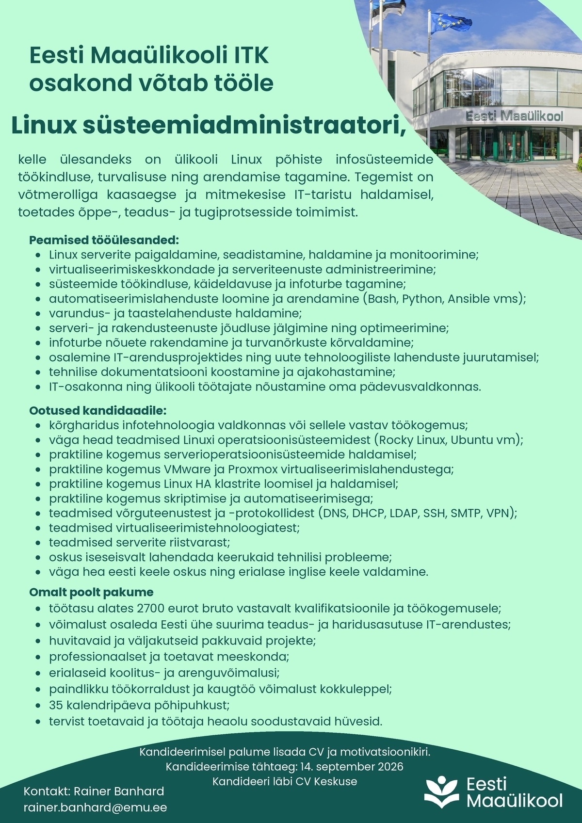 Eesti Maaülikool Linux süsteemiadministraator