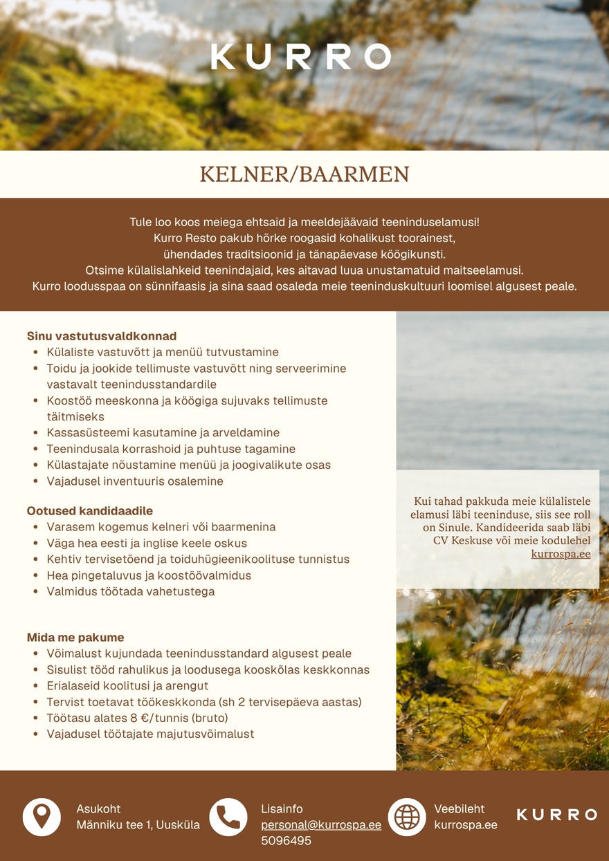 Loodusspaahotell OÜ Kelner/Baarmen