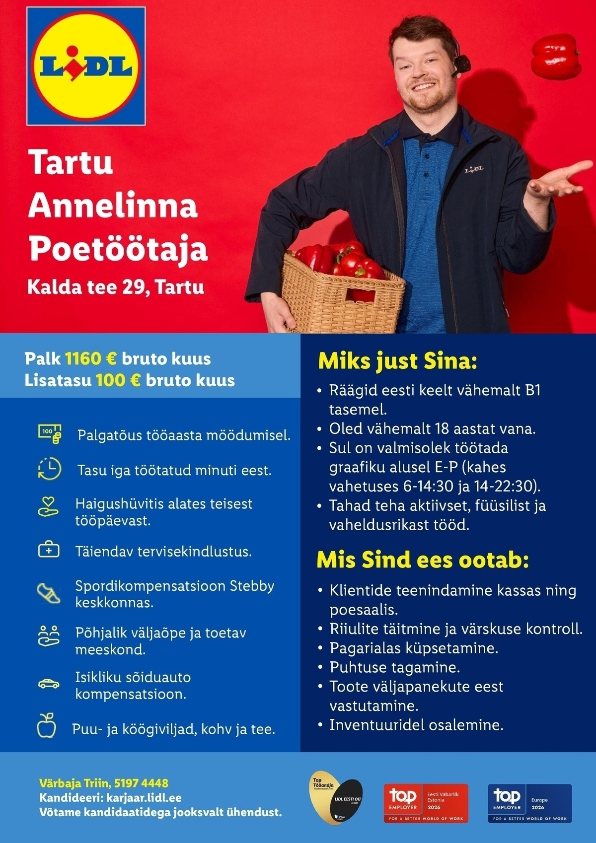 Lidl Eesti OÜ Tartu Annelinna poetöötaja