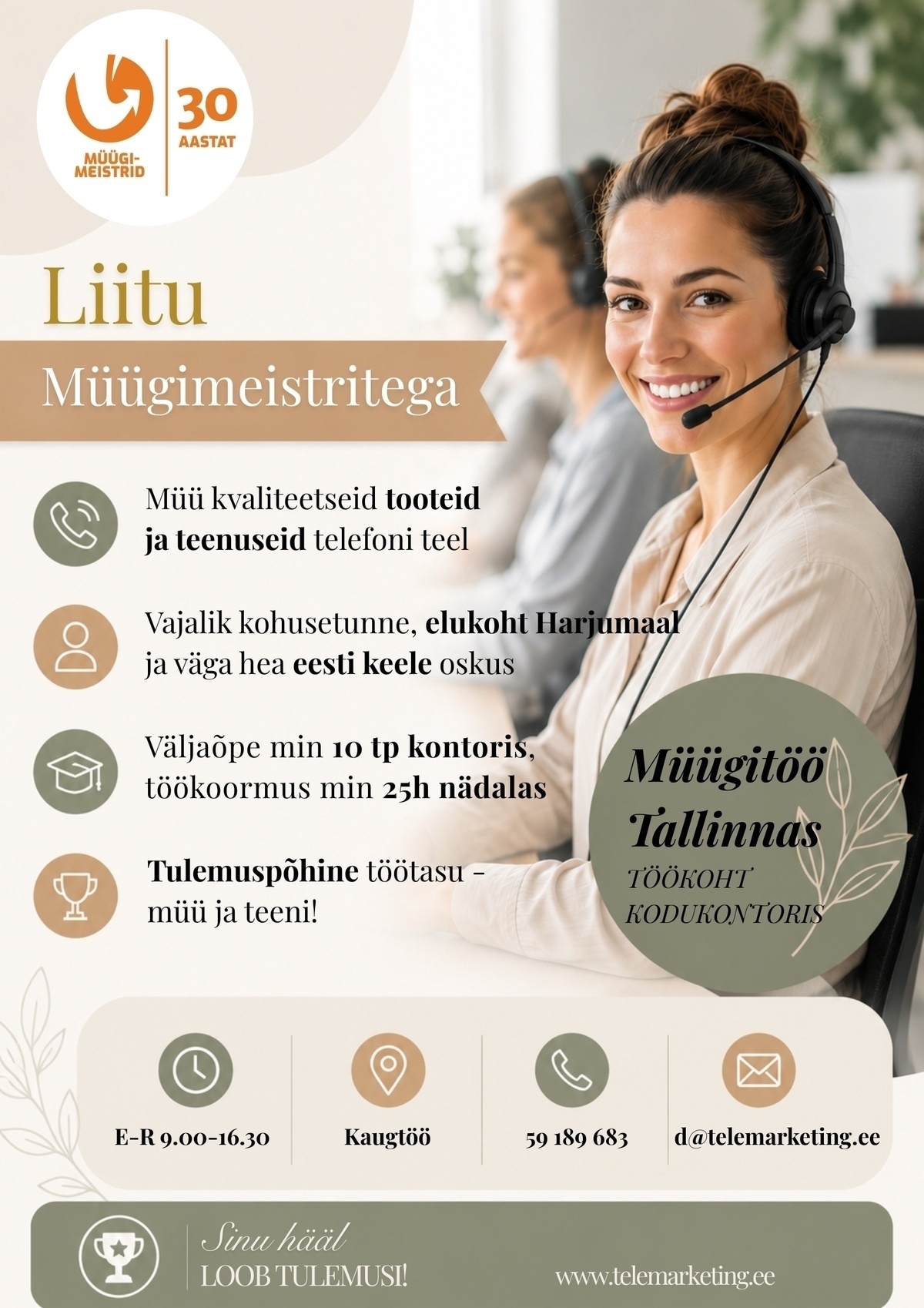 Müügimeistrite AS Kaugtöö müügikonsultant Tallinnas