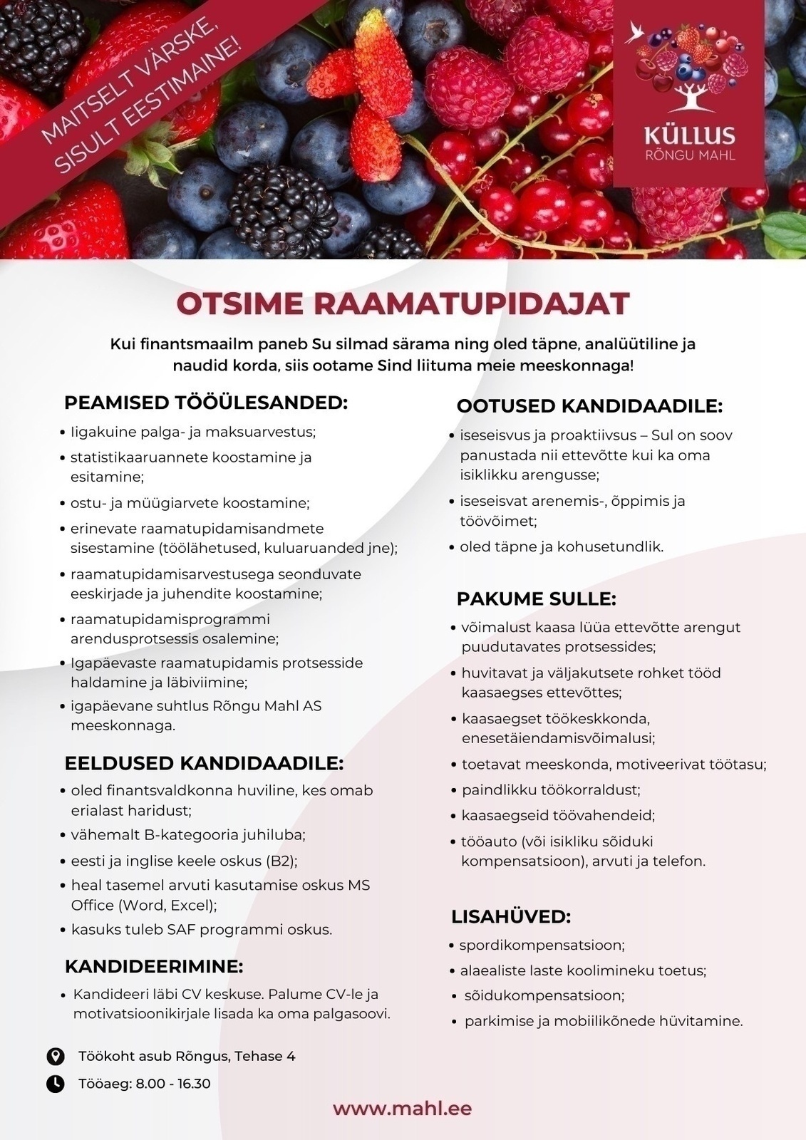 Rõngu Mahl AS Raamatupidaja