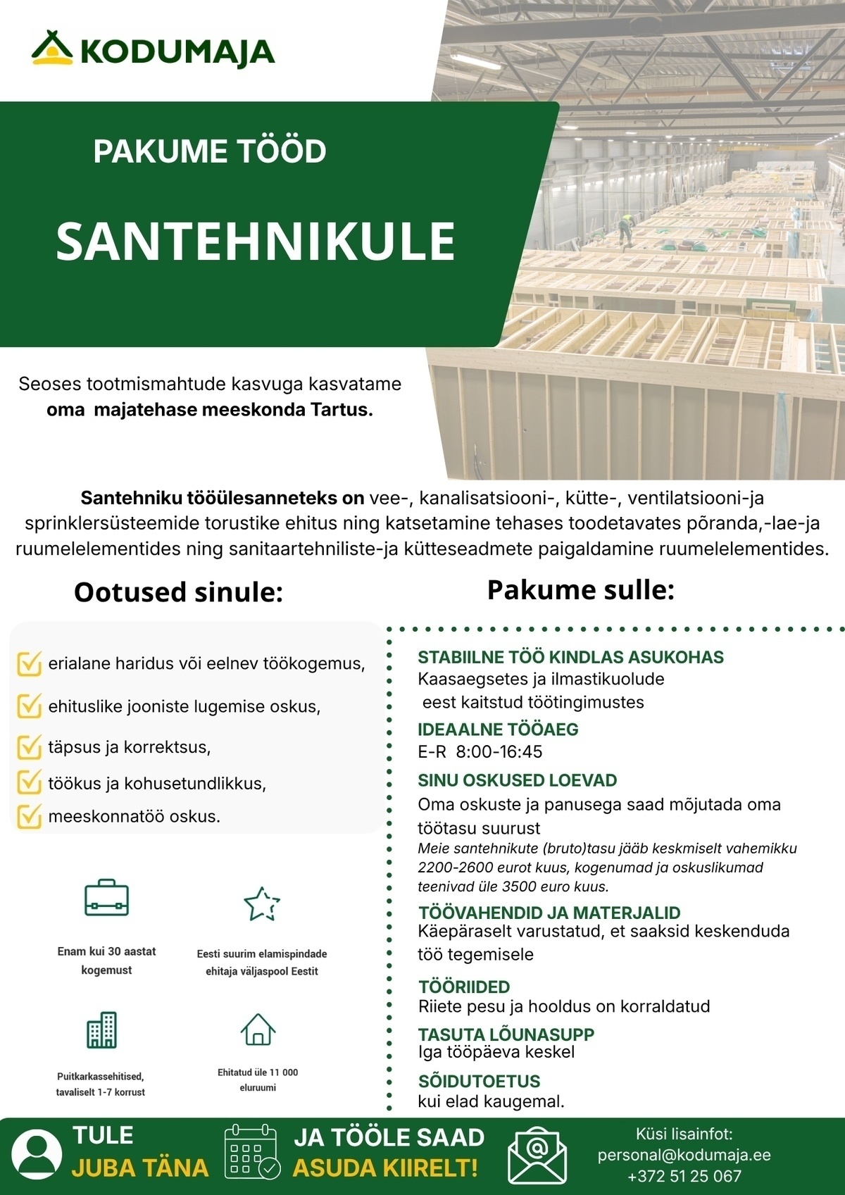 Kodumaja AS tütarettevõte KM Element OÜ Santehnik Tartu majatehasesse