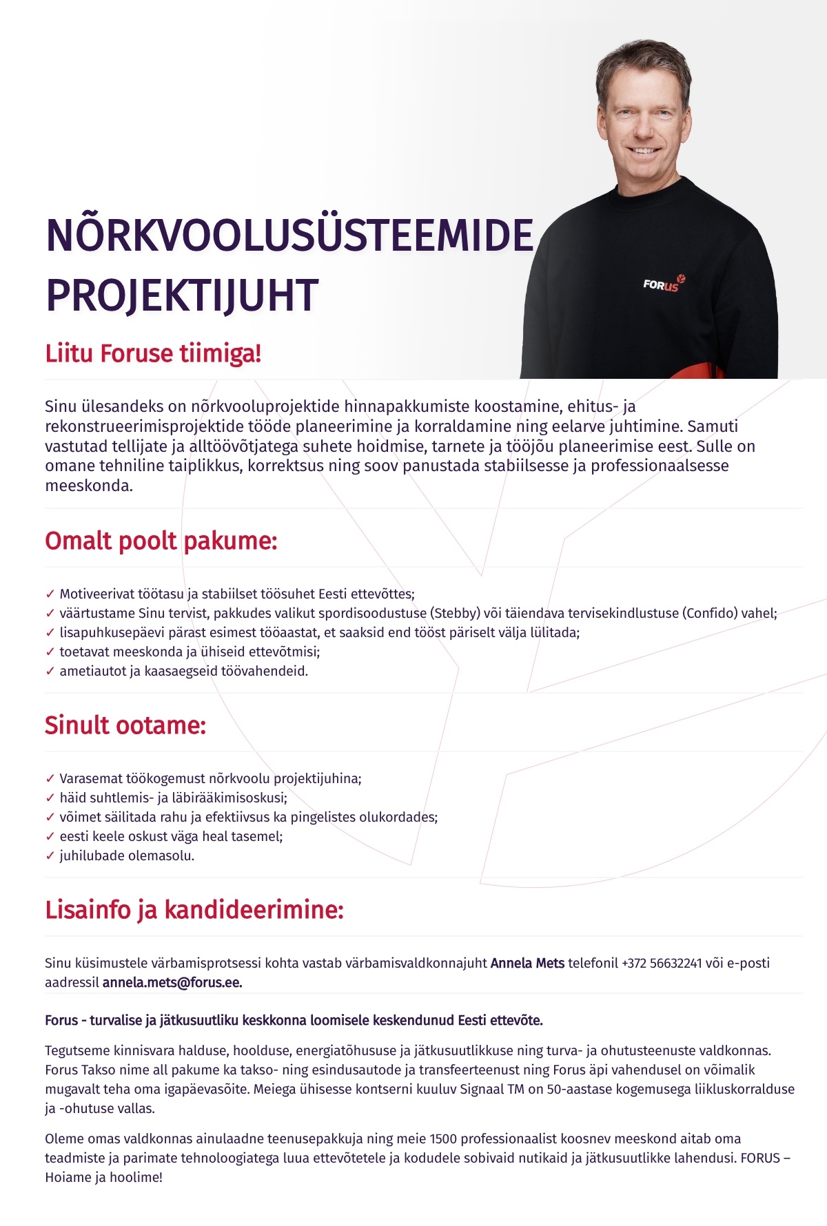 Forus Security AS Nõrkvoolusüsteemide projektijuht