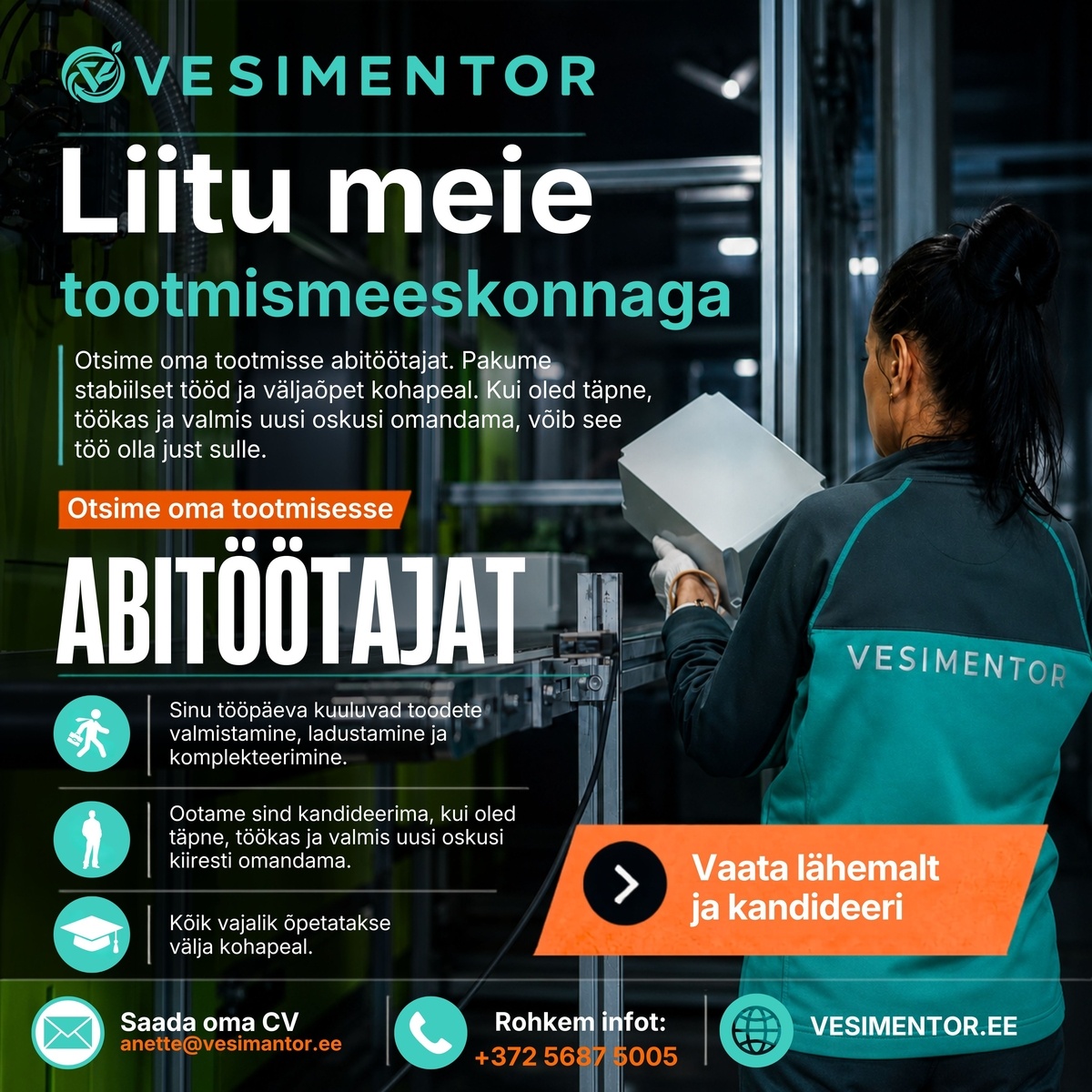 Vesimentor OÜ Tootmise abitööline