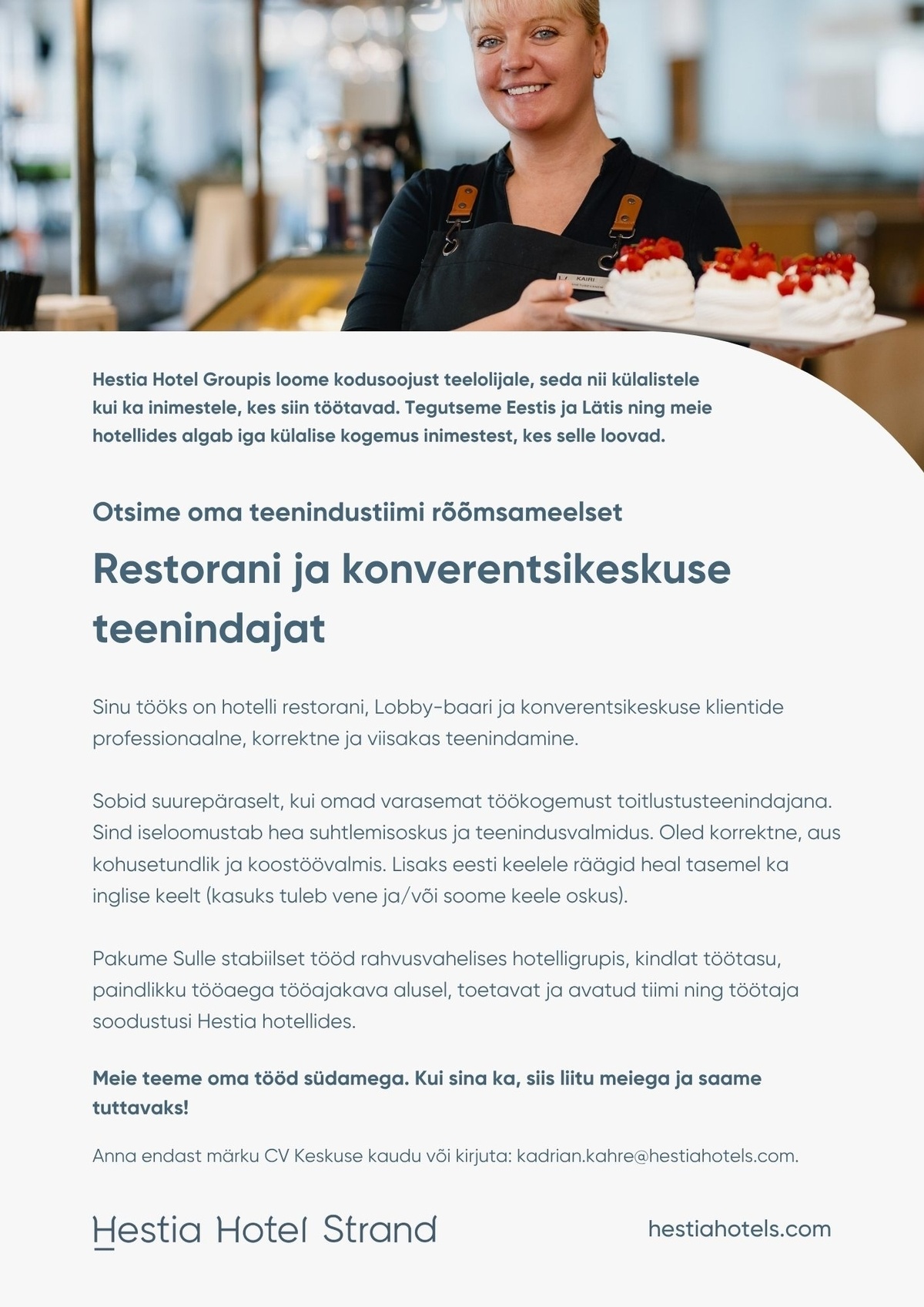 Hestia Hotel Strand Restorani ja konverentsikeskuse teenindaja