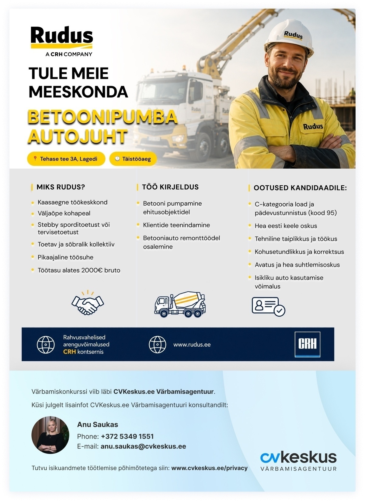 Rudus AS Autojuht (Betoonipumba autojuht)