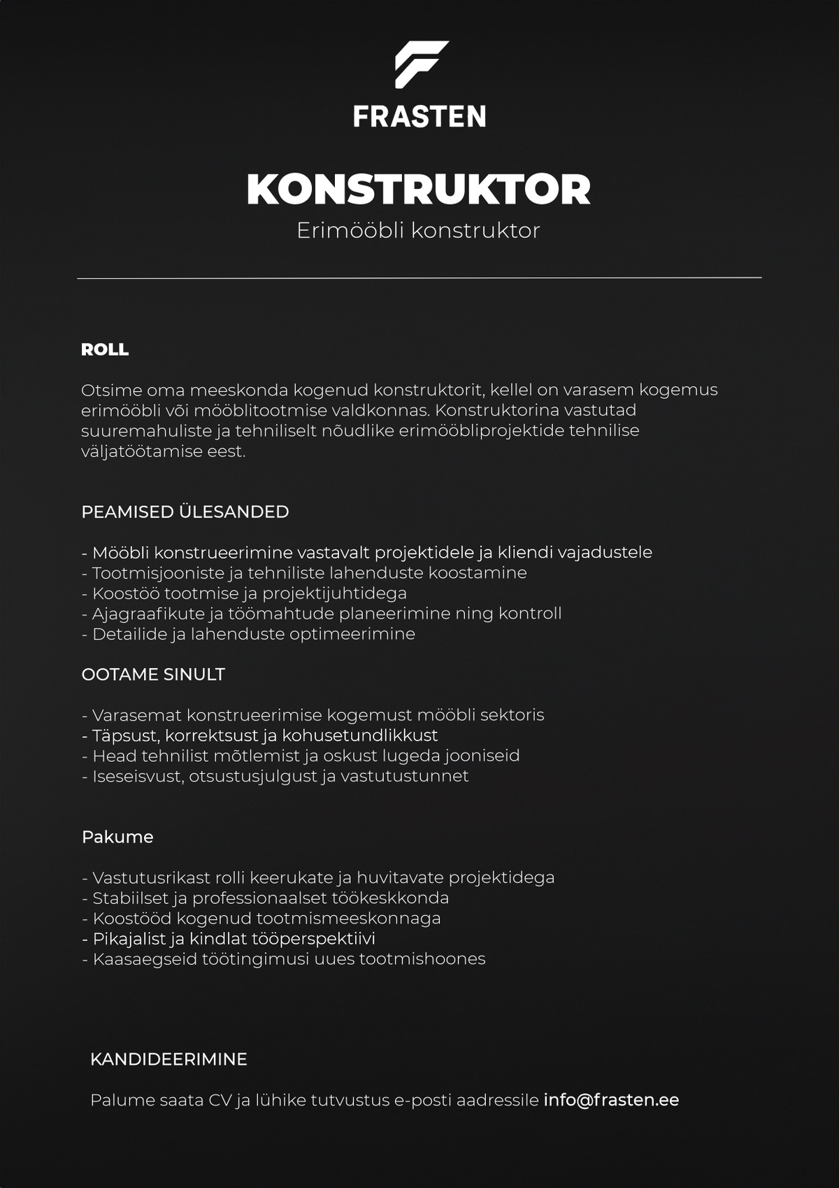 Frasten Northcraft OÜ Konstruktor
