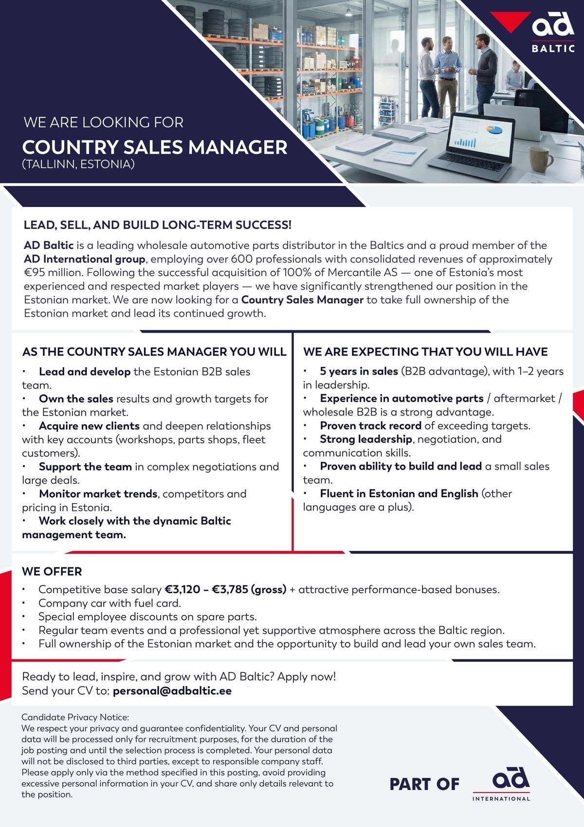 AD BALTIC AS COUNTRY SALES MANAGER (ESTONIA)