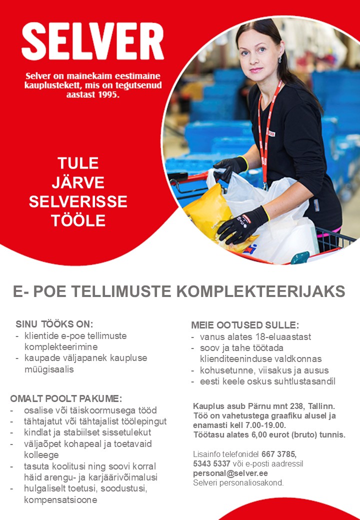 Selver E-poe tellimuste komplekteerija Järve Selveris
