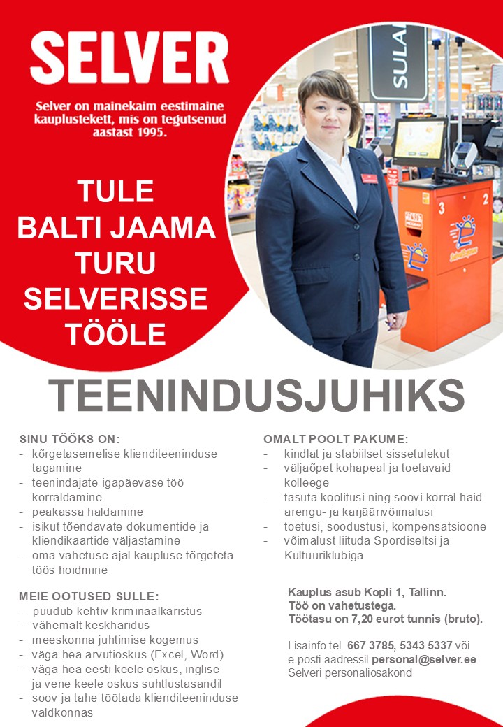 Selver Teenindusjuht Balti Jaama Turu Selveris