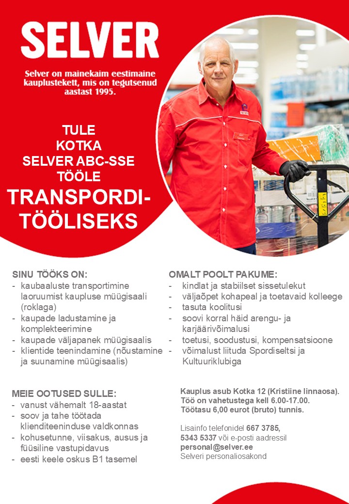 Selver Transporditööline Kotka Selver ABC-s
