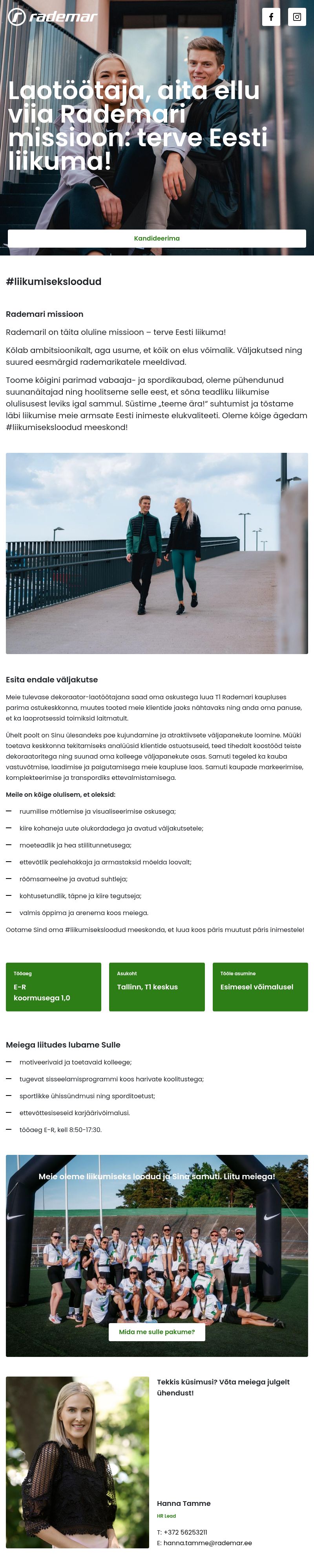 Rademar OÜ Laotöötaja- tule pane asjad liikuma T1 Rademari laos!