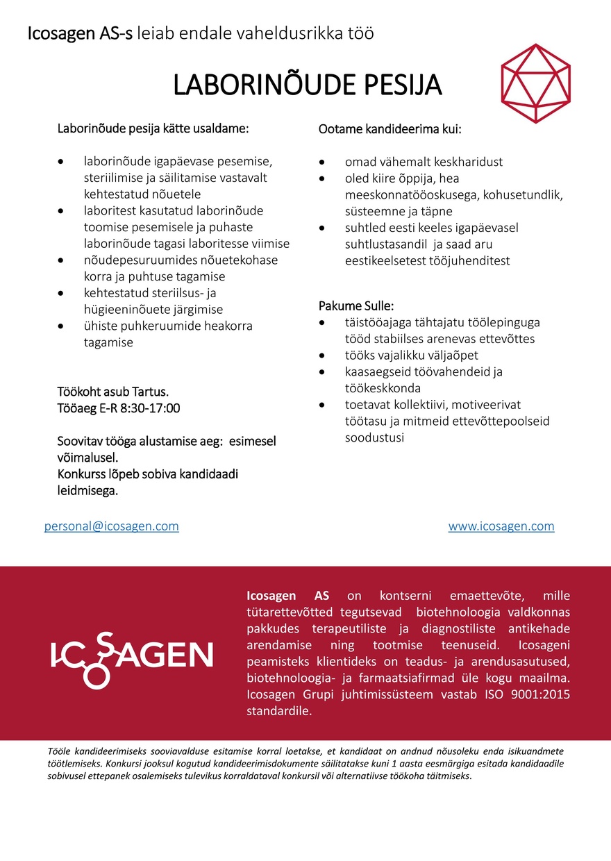 Icosagen AS LABORINÕUDE PESIJA