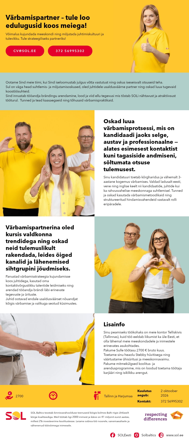 SOL Baltics OÜ Värbamispartner – tule loo edulugusid koos meiega!