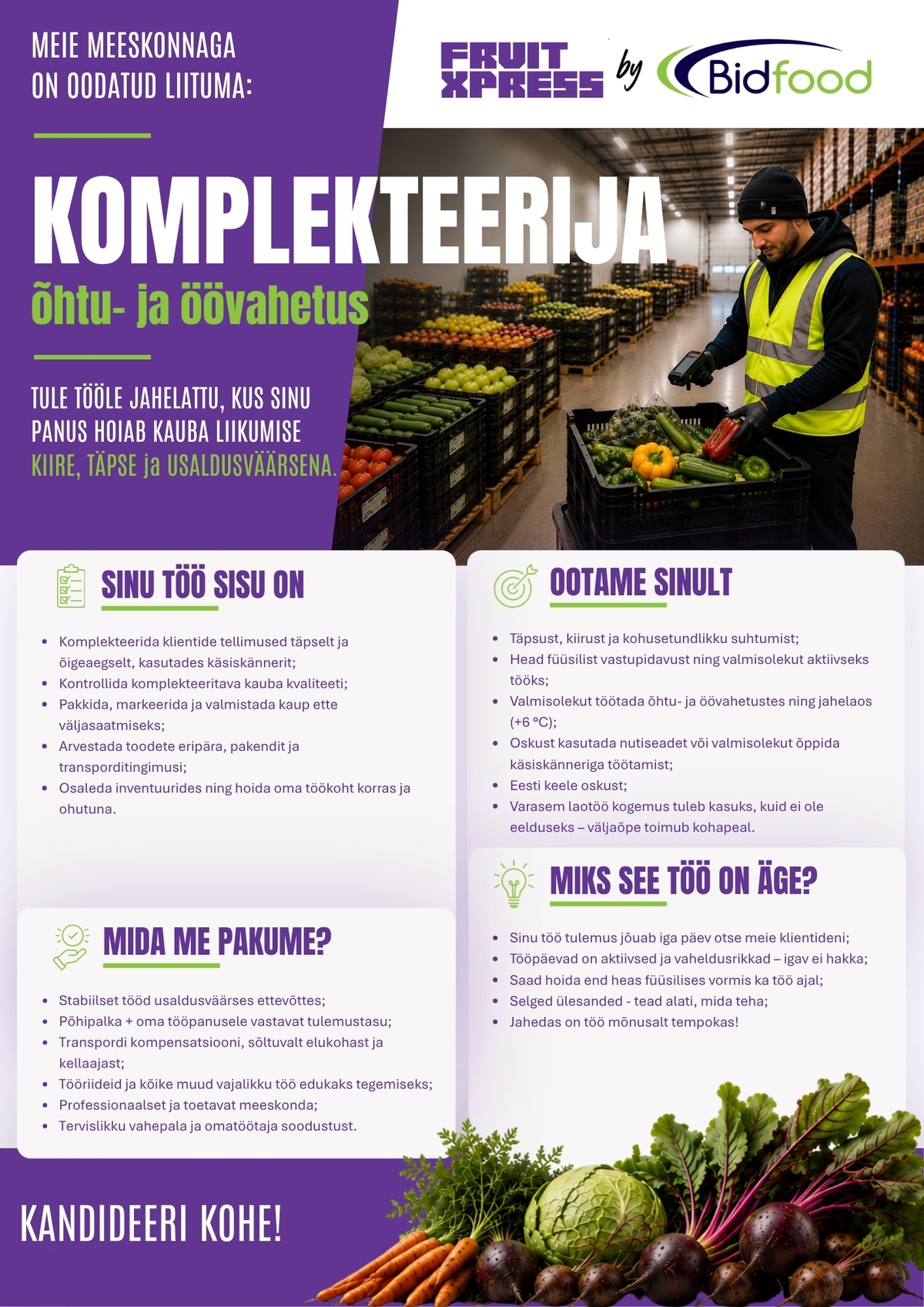 FRUIT XPRESS OÜ Komplekteerija (õhtu- ja öövahetus)