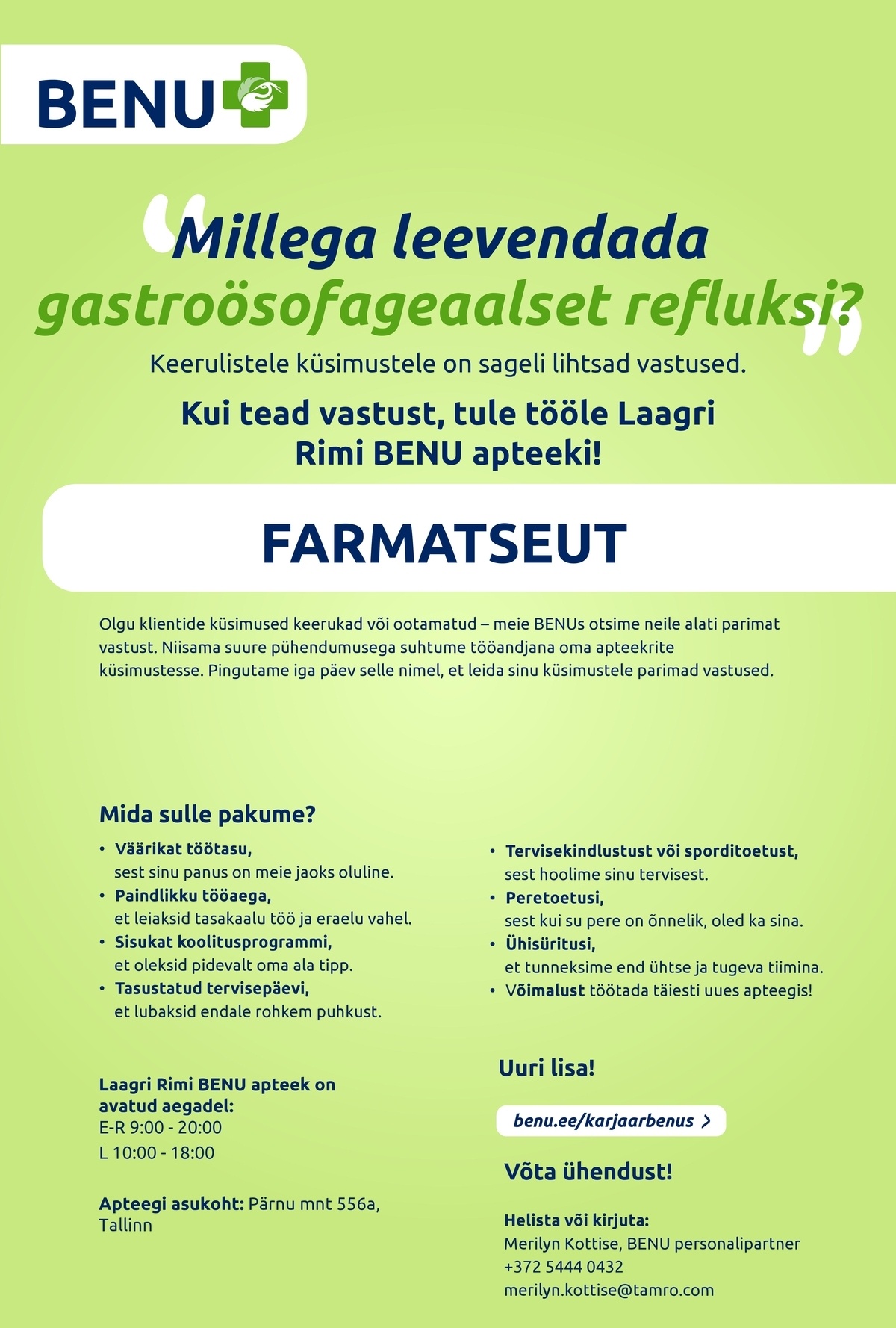 BENU Apteegid Laagri Rimi BENU apteegi farmatseut