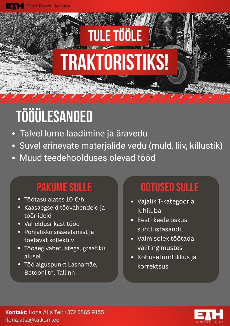 Eesti Teede Hooldus OÜ Traktorist