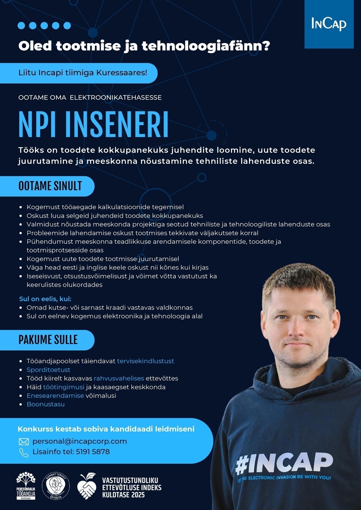 Incap Electronics Estonia OÜ NPI insener