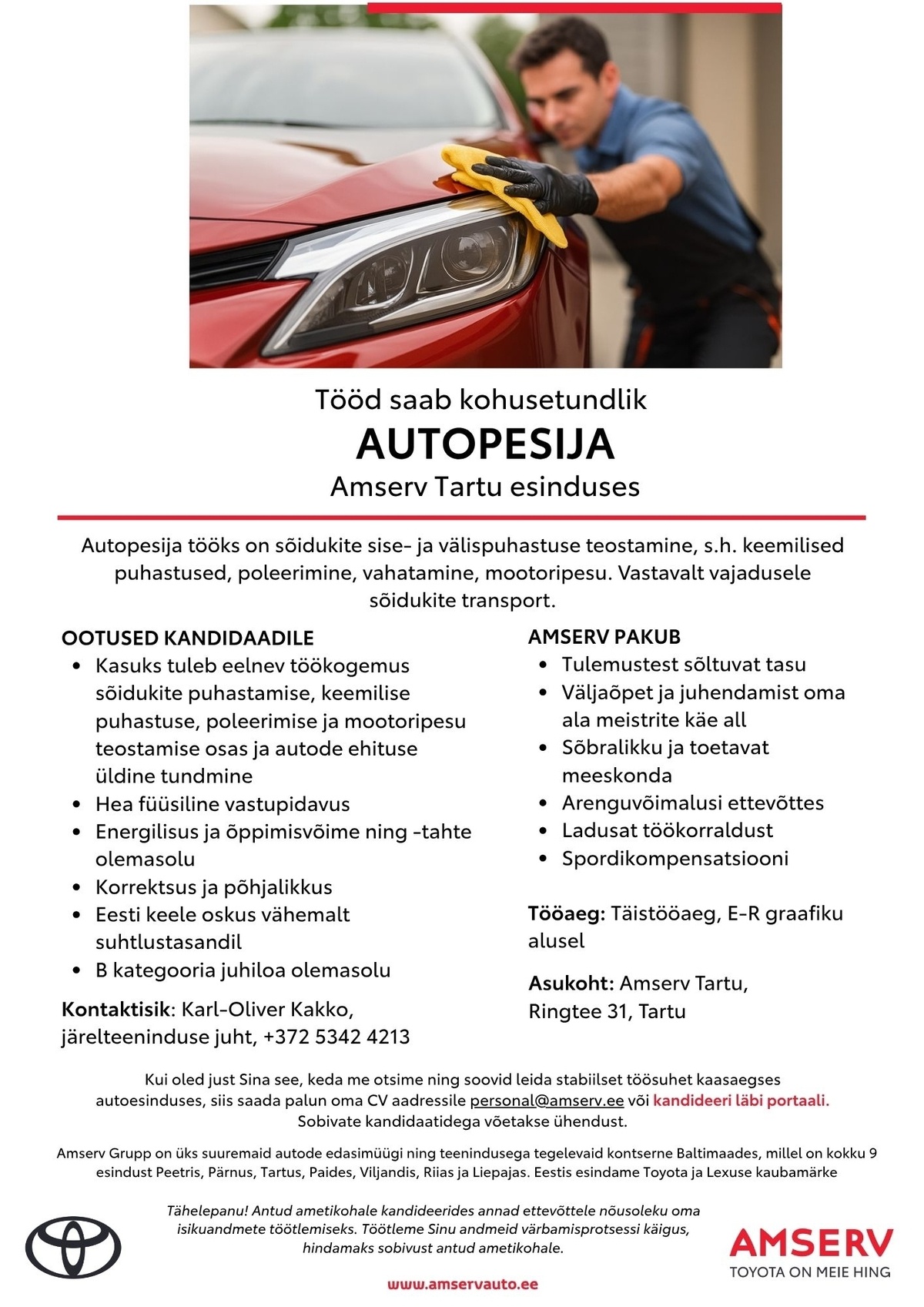 Amserv Auto OÜ Autopesija Amserv Tartu esinduses