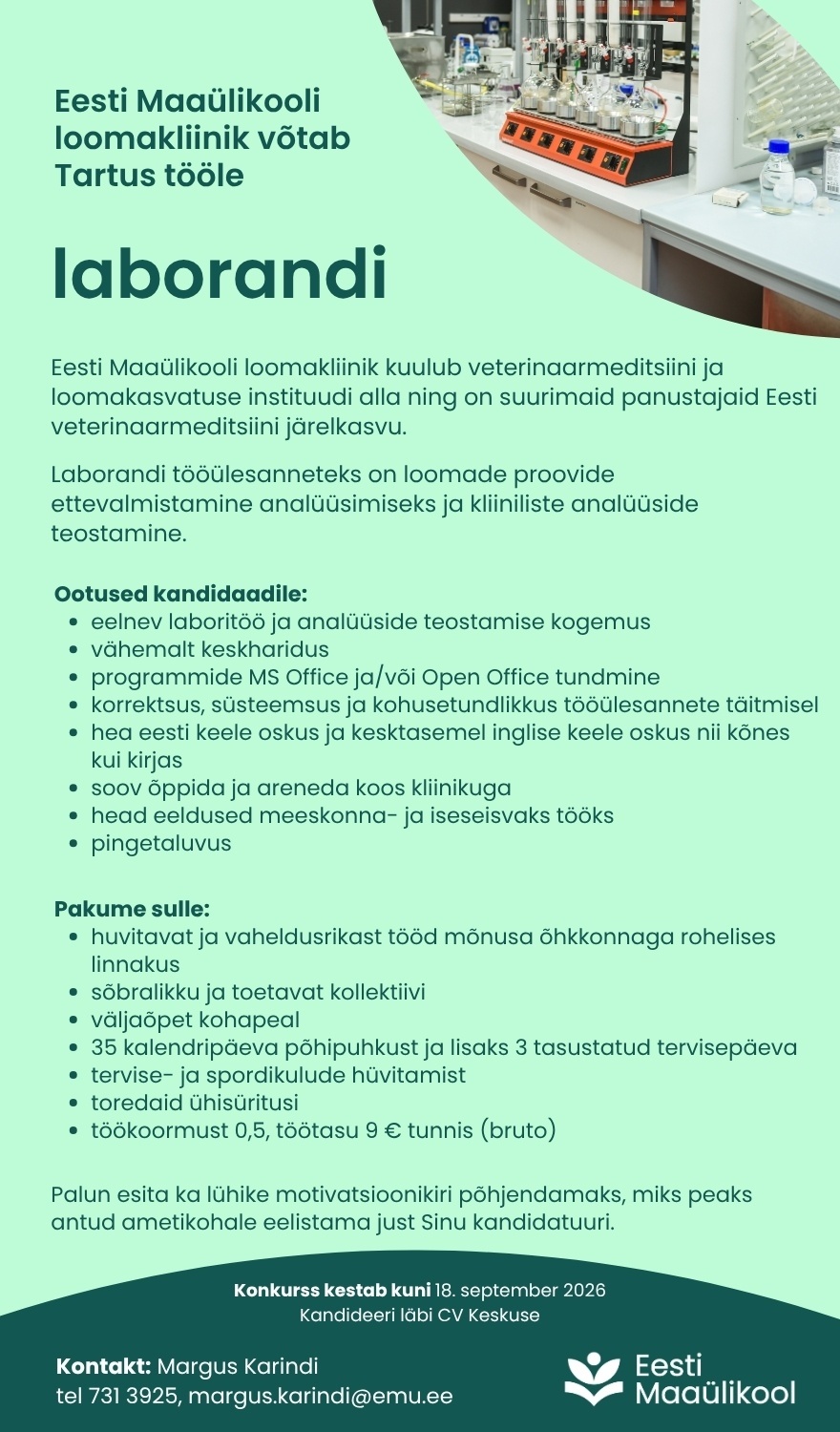 Eesti Maaülikool Laborant