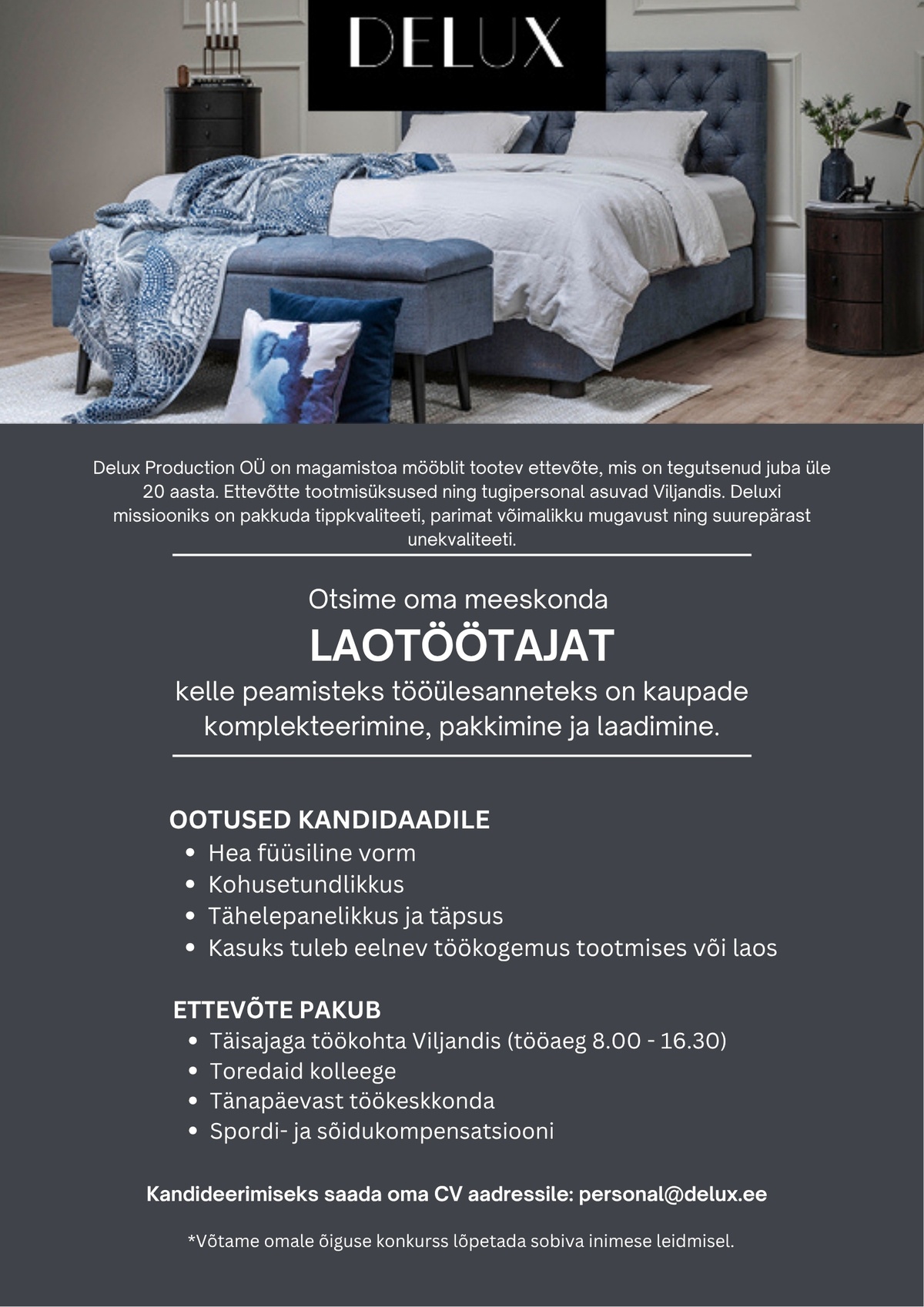 DELUX PRODUCTION OÜ Laotööline