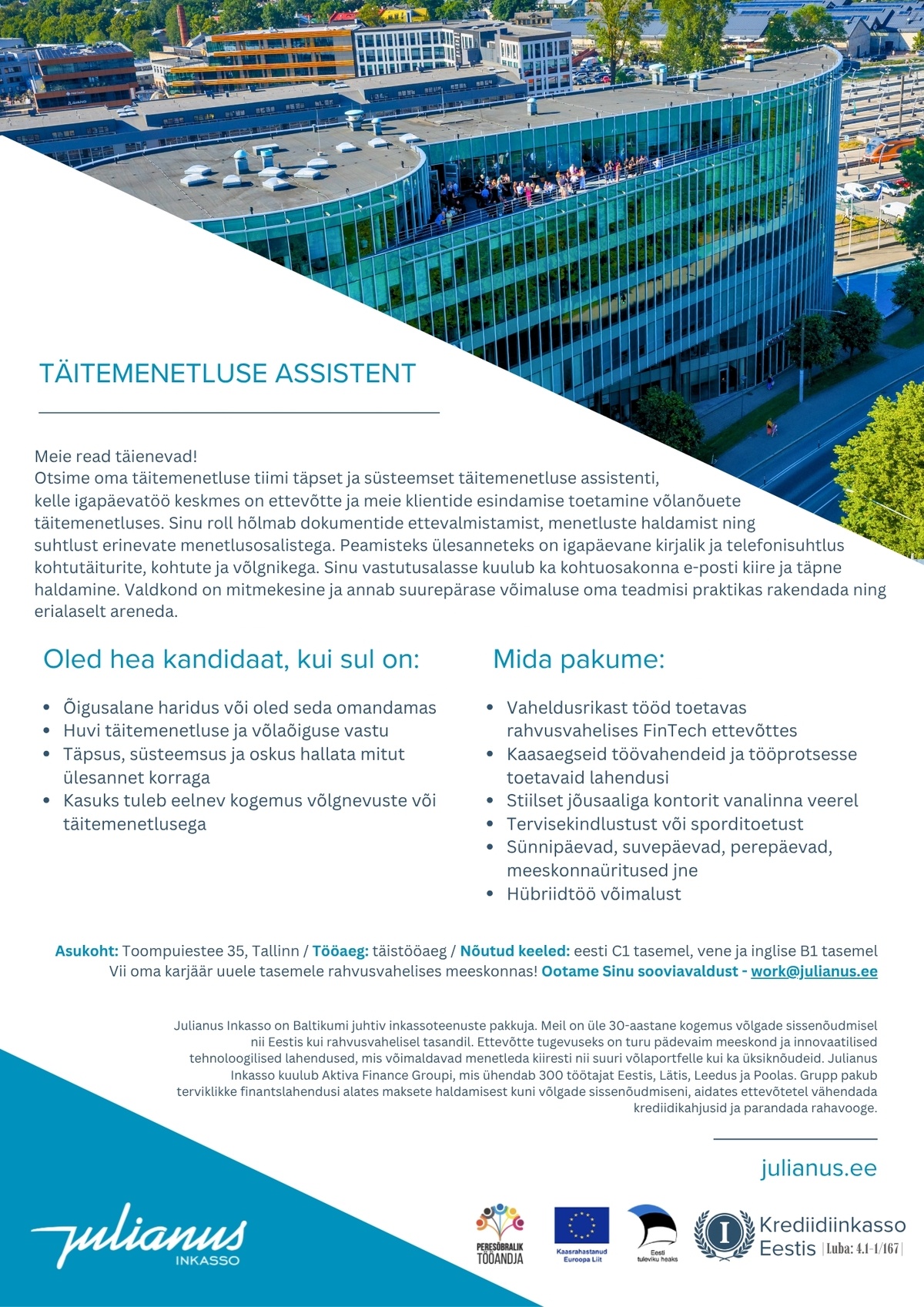 Julianus Inkasso OÜ Täitemenetluse assistent