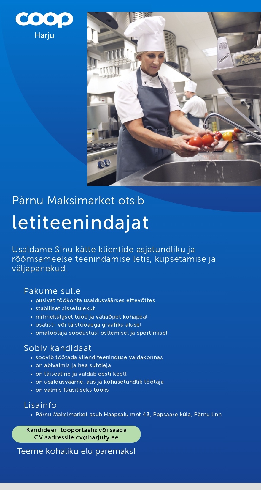 Harju Tarbijate Ühistu Letiteenindaja Pärnu Maksimarketisse (Coop Harju)
