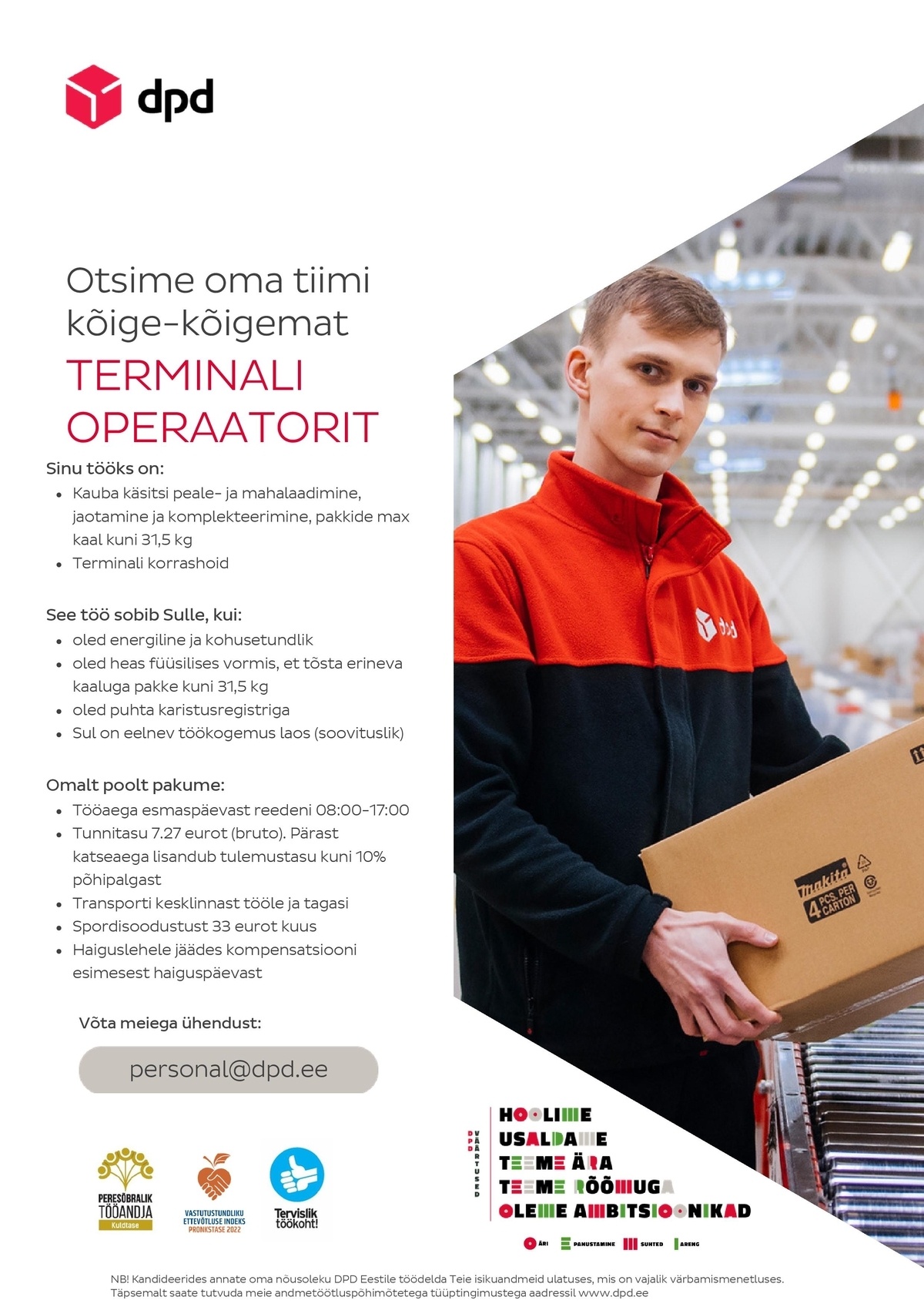 DPD Eesti AS Terminali operaator (E-R 08:00-17:00)