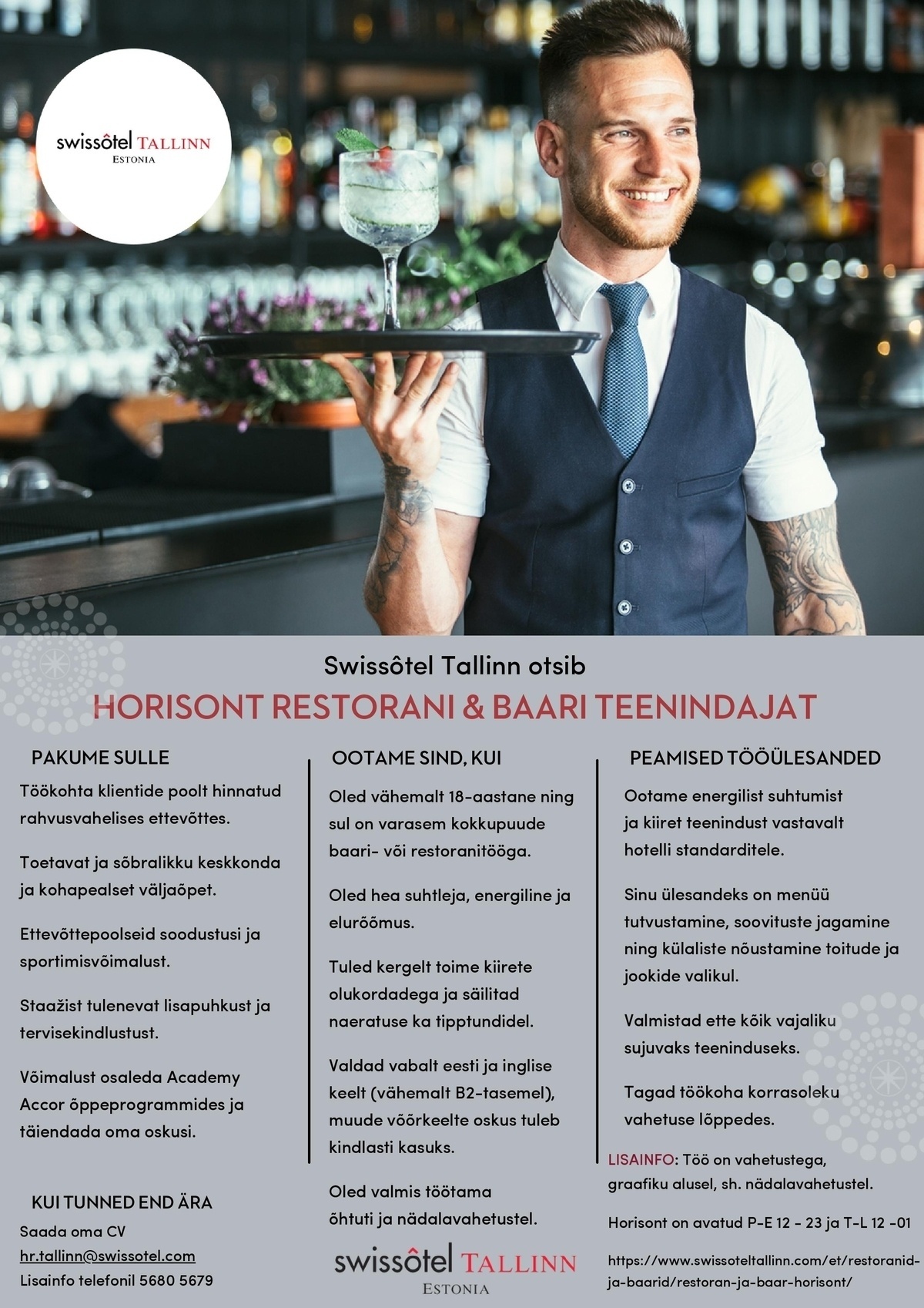 SWISSOTEL ESTONIA OÜ Horisont restorani ja baari teenindaja