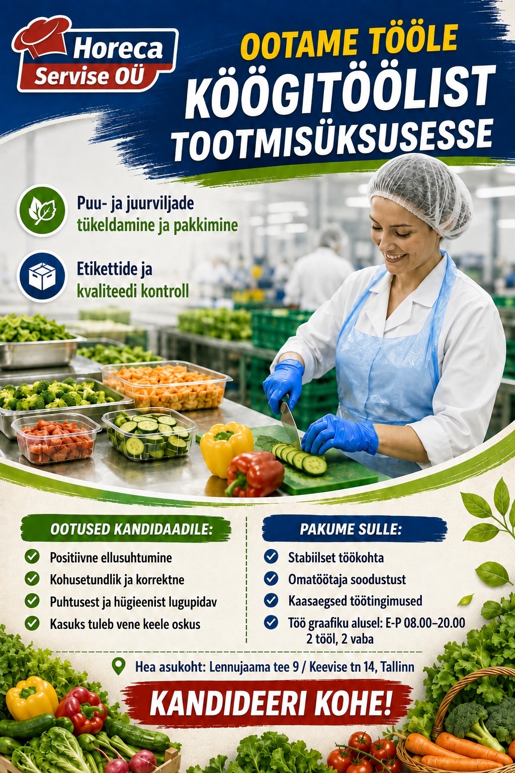 Horeca Service OÜ Tootmisüksuse köögitööline