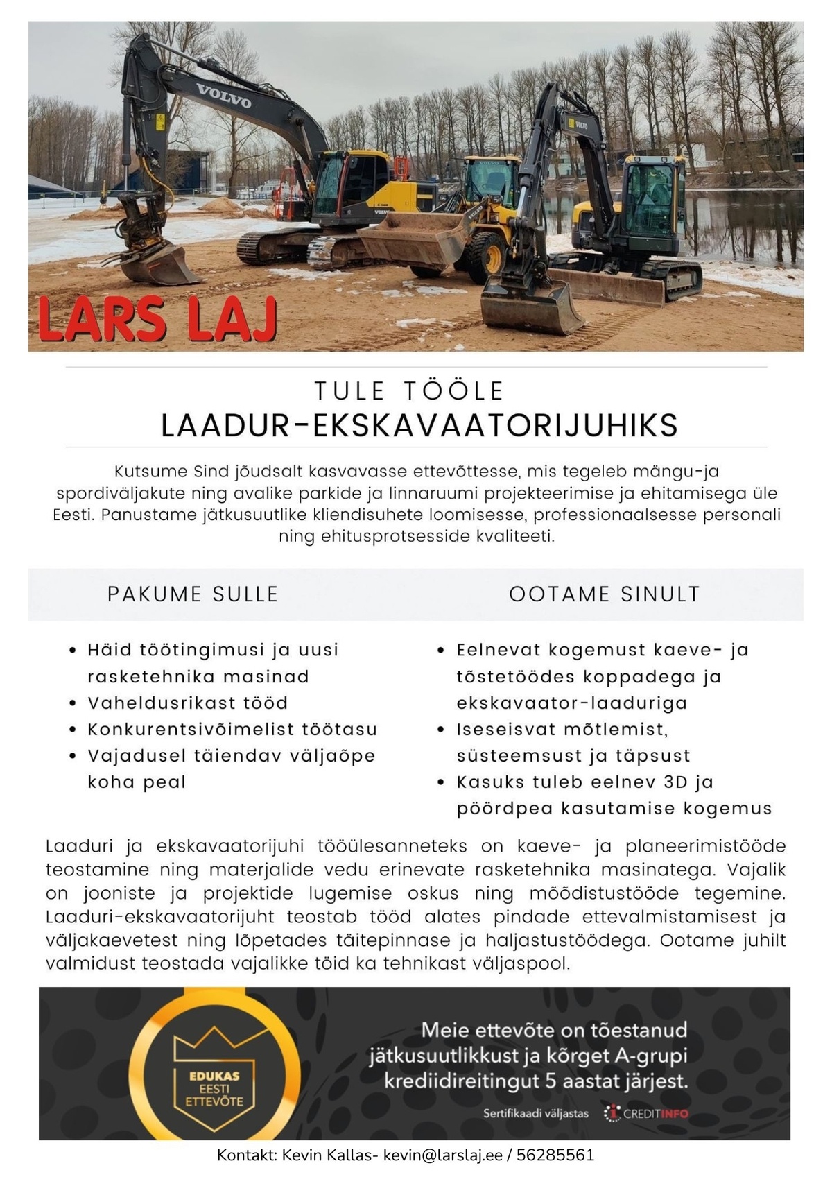Lars Laj Eesti OÜ Ekskavaatorijuht