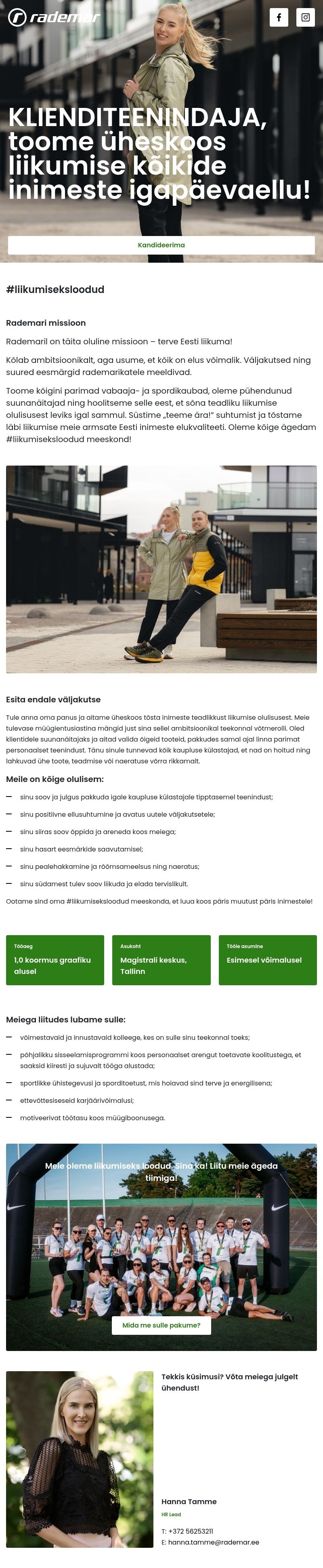 Rademar OÜ Klienditeenindaja – tule loo särav klienditeekond Magistrali Rademaris!