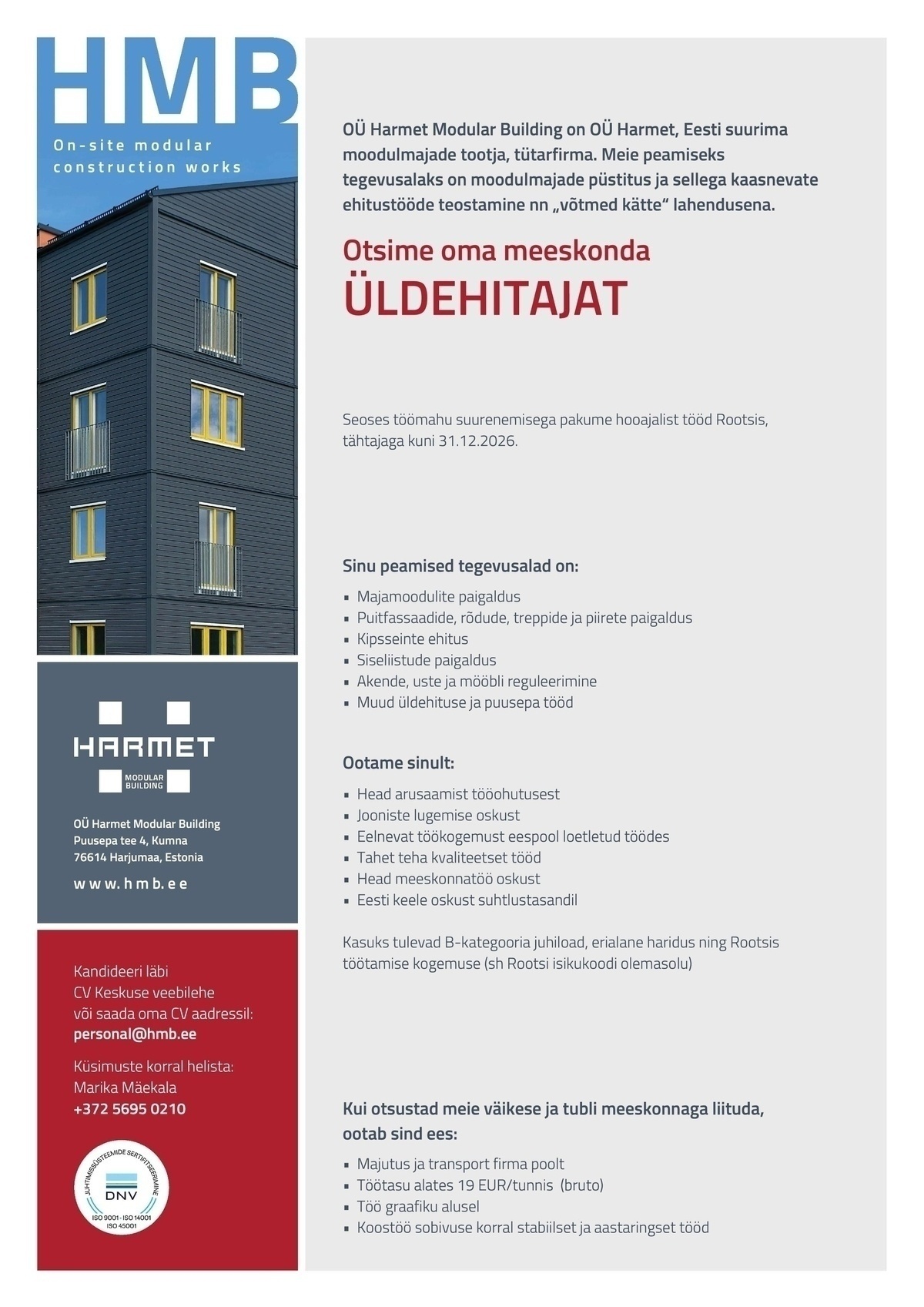 Harmet Modular Building OÜ Üldehitaja