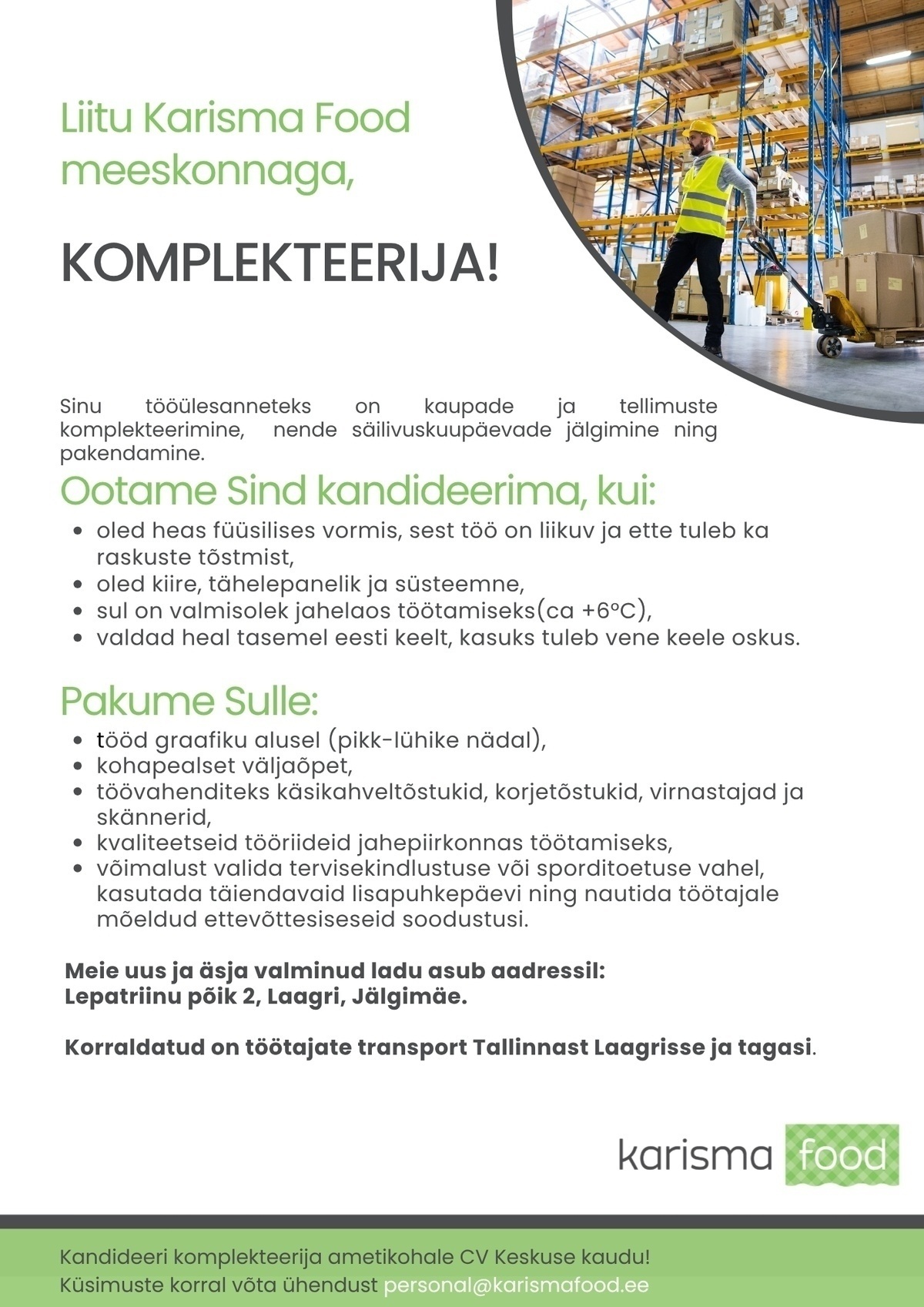 Karisma Food OÜ Komplekteerija