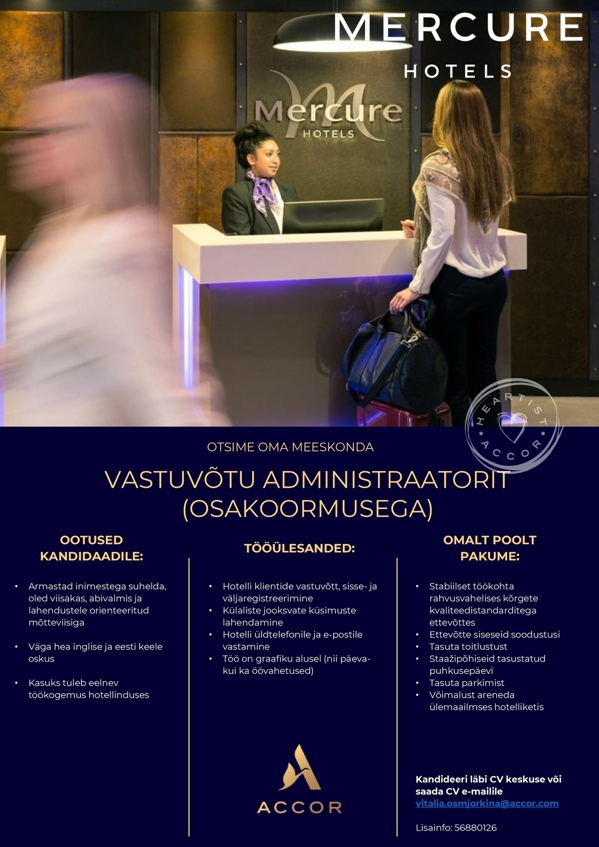 Mercure Tallinn Vastuvõtuadministraator (osakoormusega)