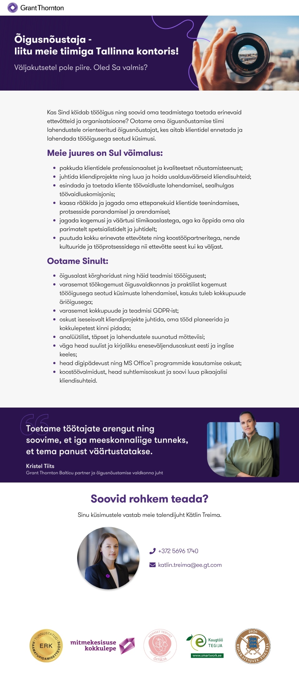 GRANT THORNTON BALTIC OÜ Õigusnõustaja