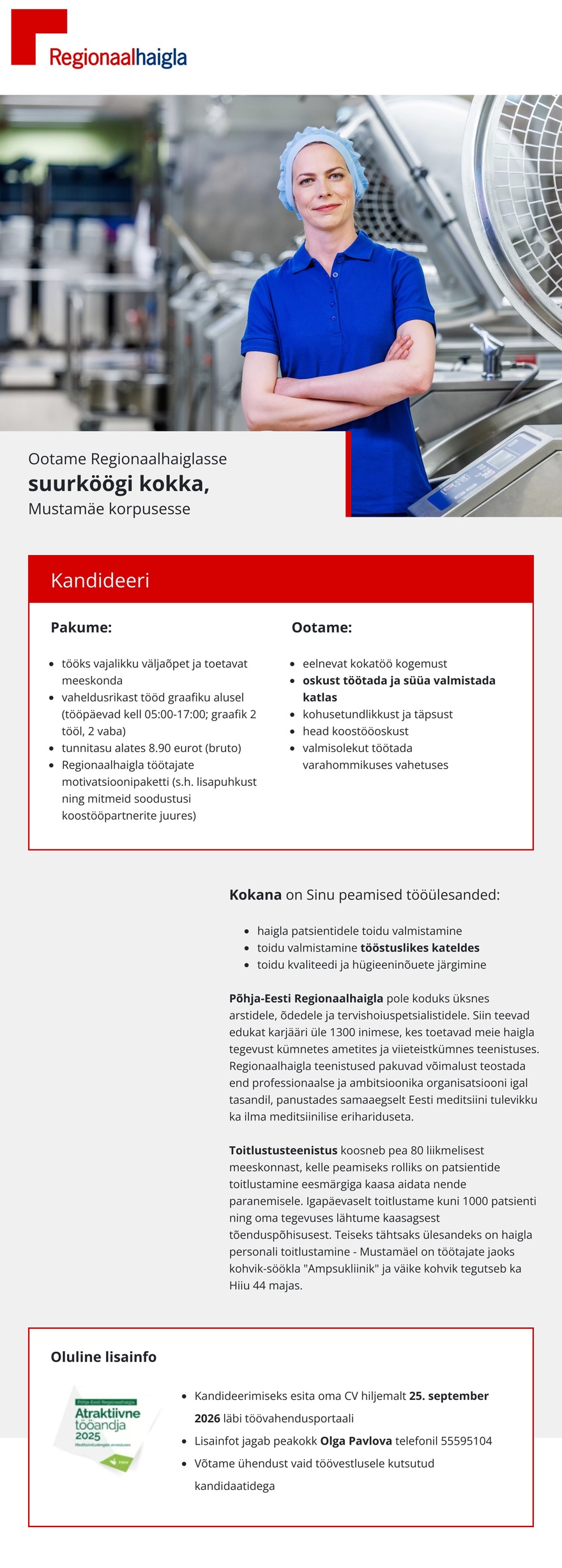 Põhja-Eesti Regionaalhaigla Suurköögi kokk