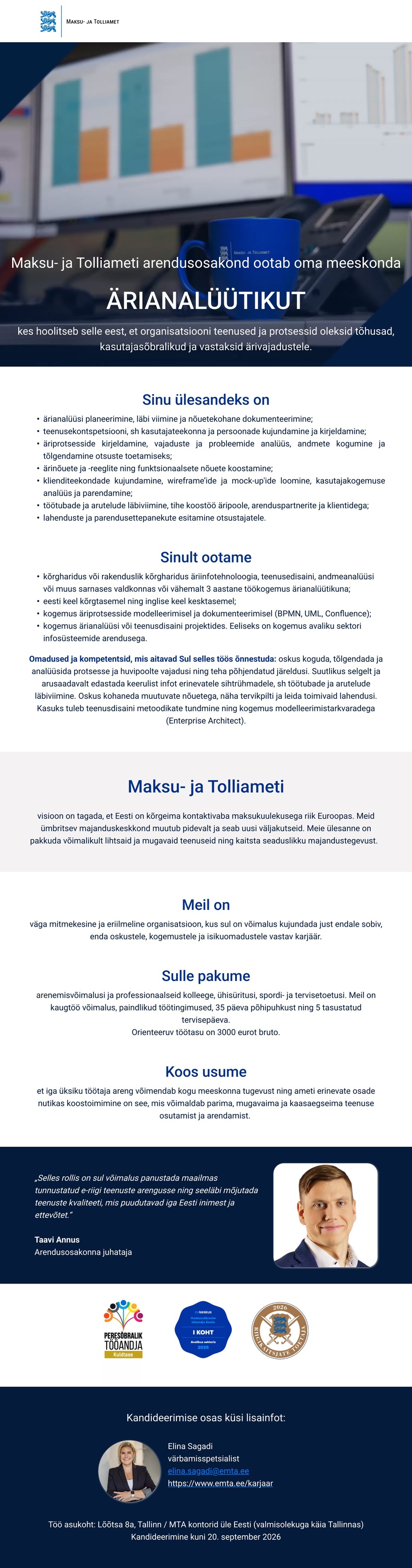 Maksu- ja Tolliamet Ärianalüütik