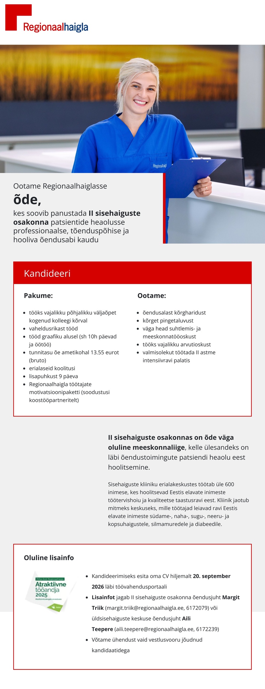 Põhja-Eesti Regionaalhaigla Õde II sisehaiguste osakonda