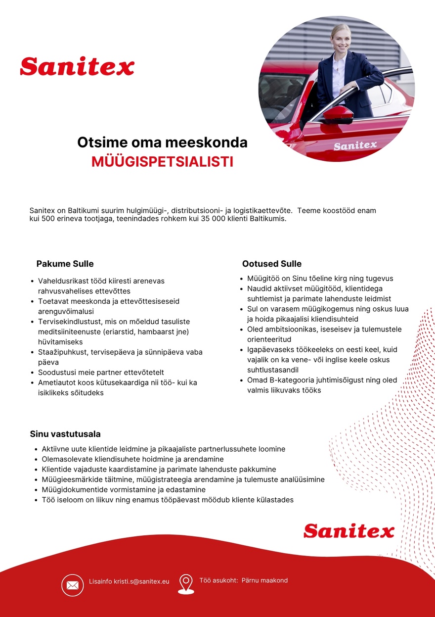 Sanitex OÜ Müügispetsialist
